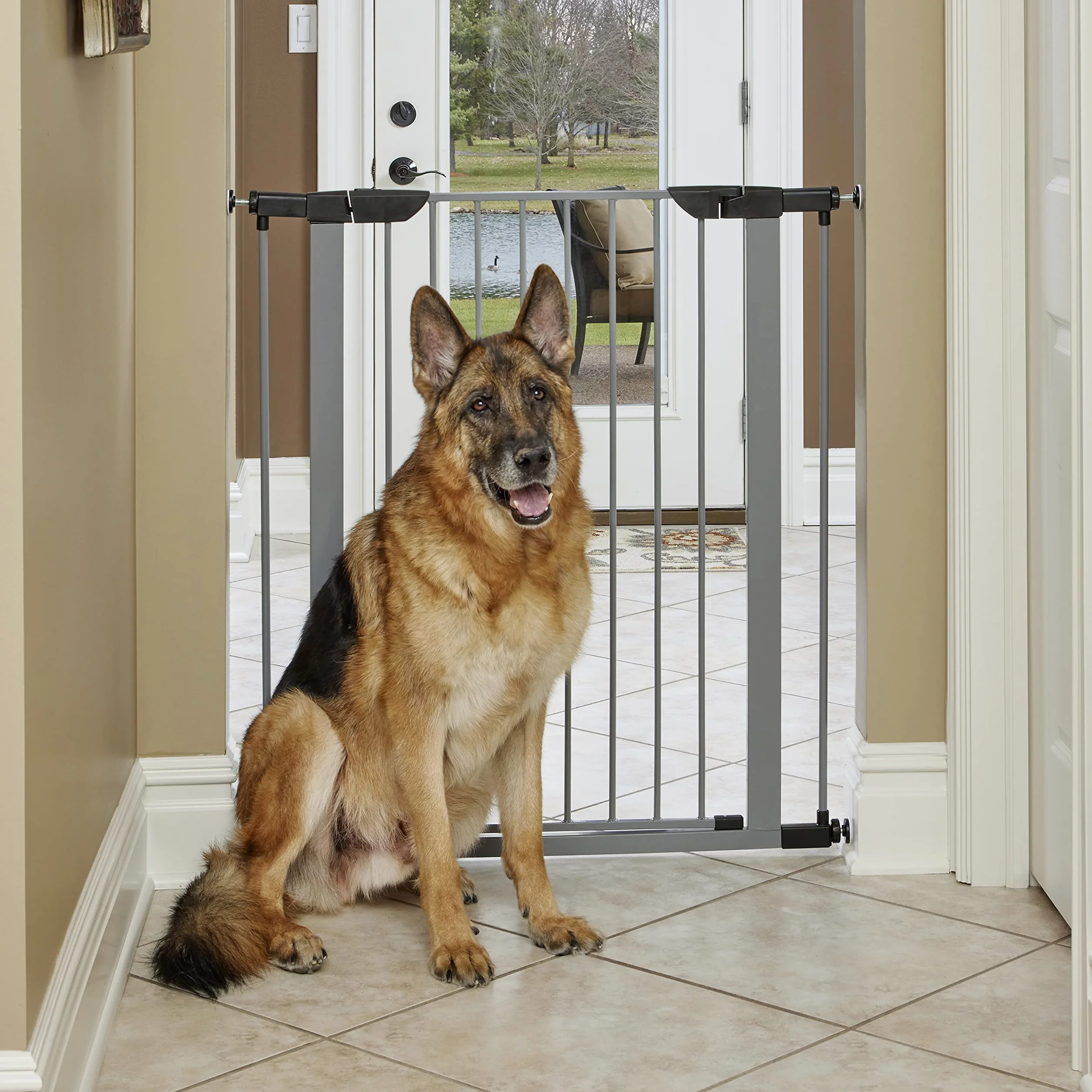 Cancello per animali domestici in acciaio 99 cm 96,5 cm grigio chiaro