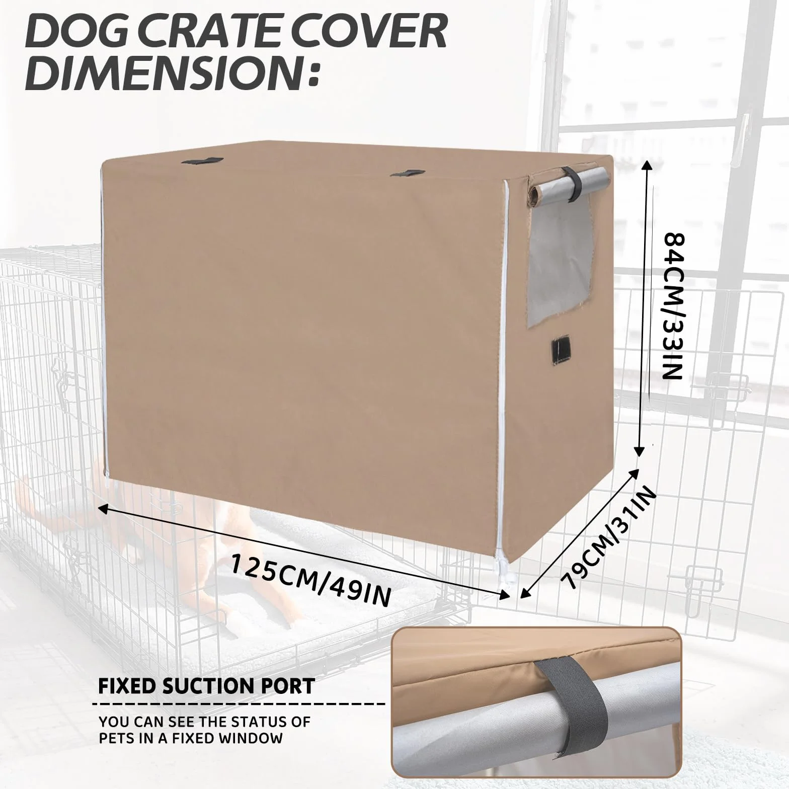 OUUTMEE Copertura per gabbia per cani 122 cm impermeabile tessuto Oxford 210D antivento protezione interna