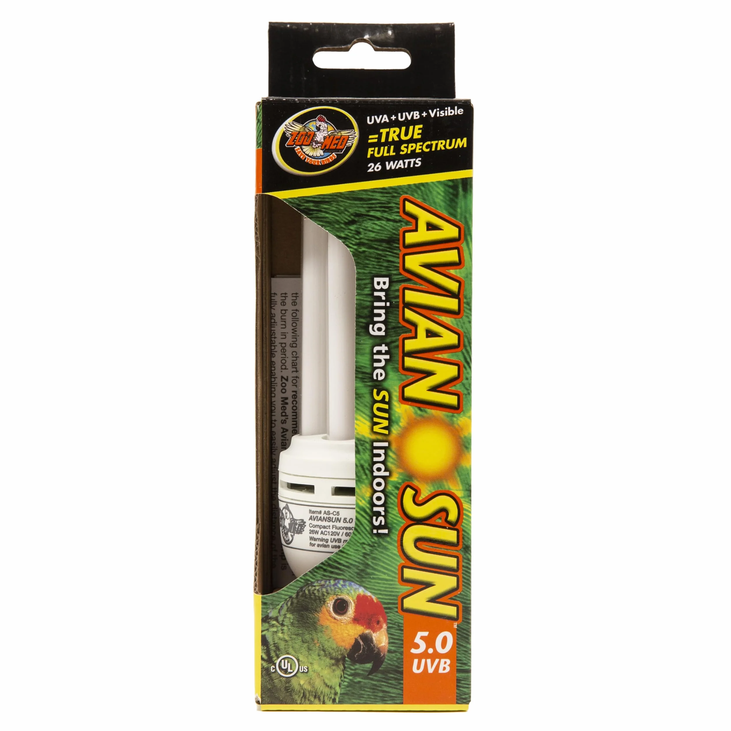 Zoo Med AvianSun 5.0 UVB Lampada 26 Watt fluorescente compatta vetro al quarzo per uccelli