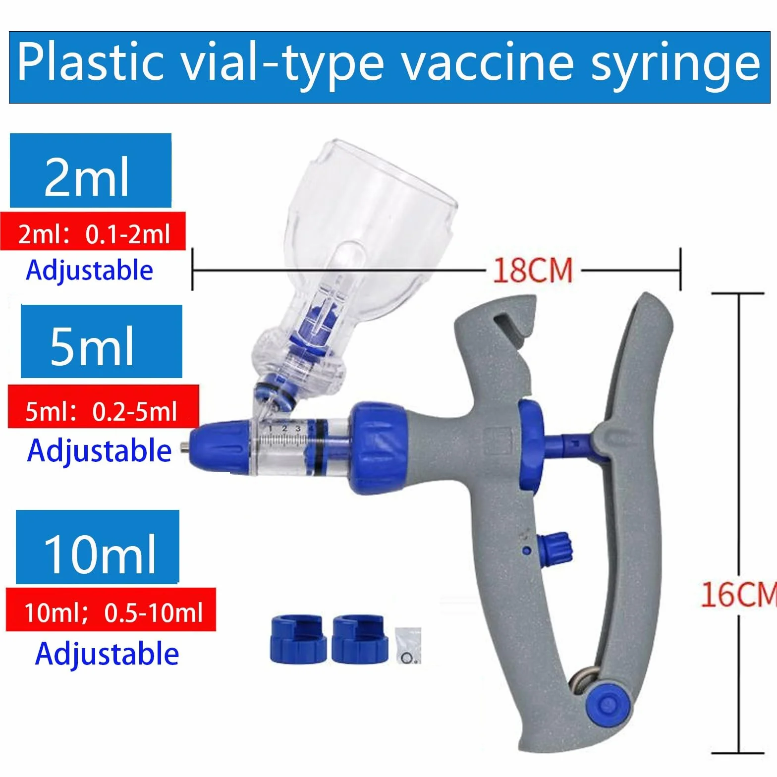 Siringa Automatica per Bestiame, Pistola per Iniezione Veterinaria, Inserimento Continuo In Bottiglia, Siringhe Regolabili(A-10ml)
