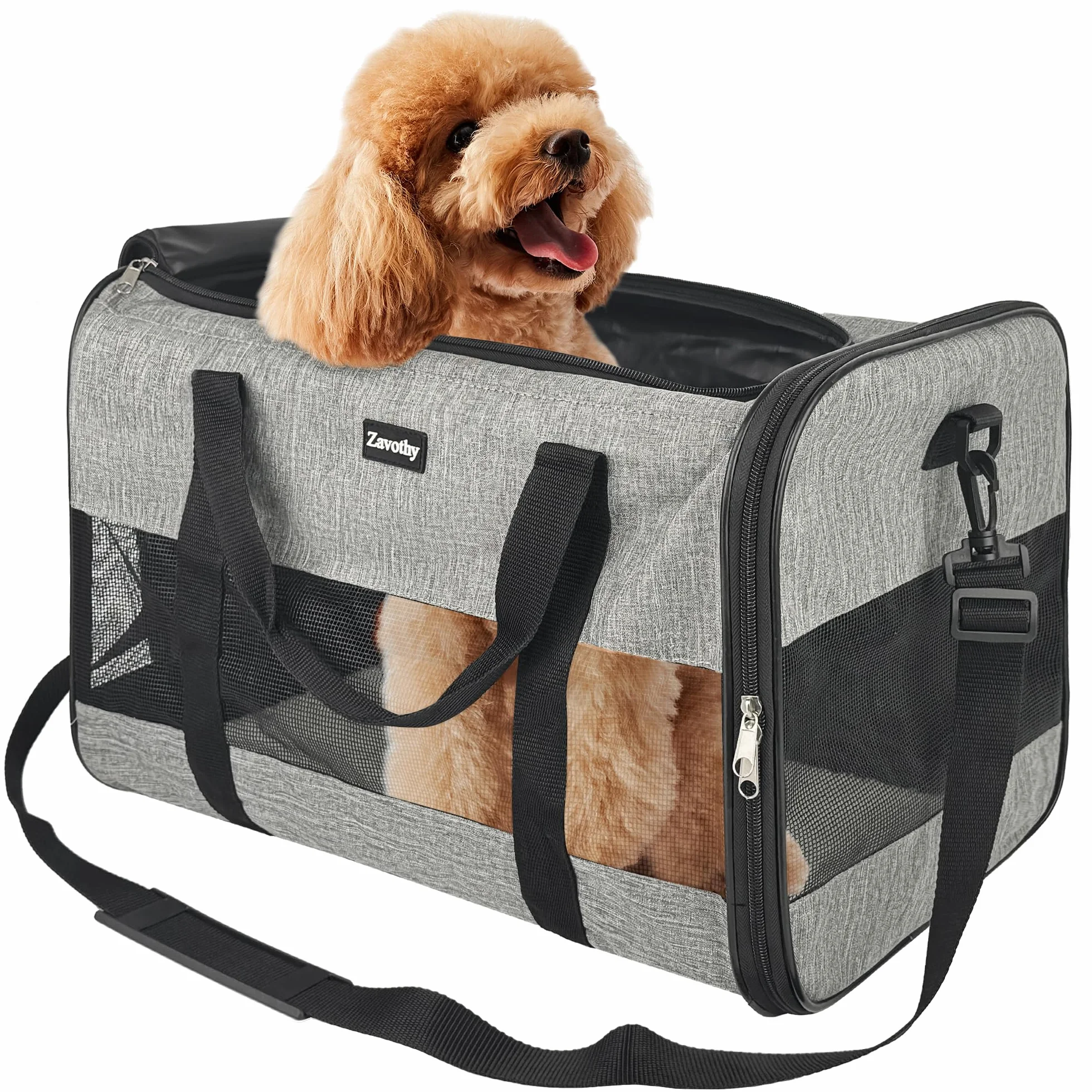Zavothy Borsa per Trasporto Gatto Cane Traspirante Pieghevole Custodia Tracolla Regolabile Materasso Rimovibile L Beige