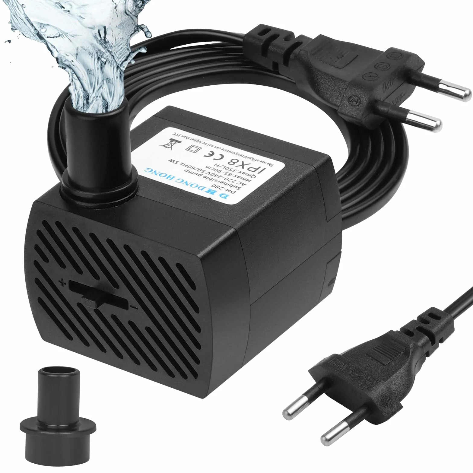 flintronic Mini Pompa Acqua Sommergibile 5W 350L/H per Acquario Fontane