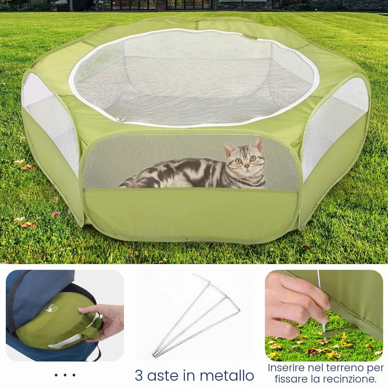 Pawaboo Recinto per Animali Domestici, Gabbia Pieghevole in Tessuto Oxford, Verde