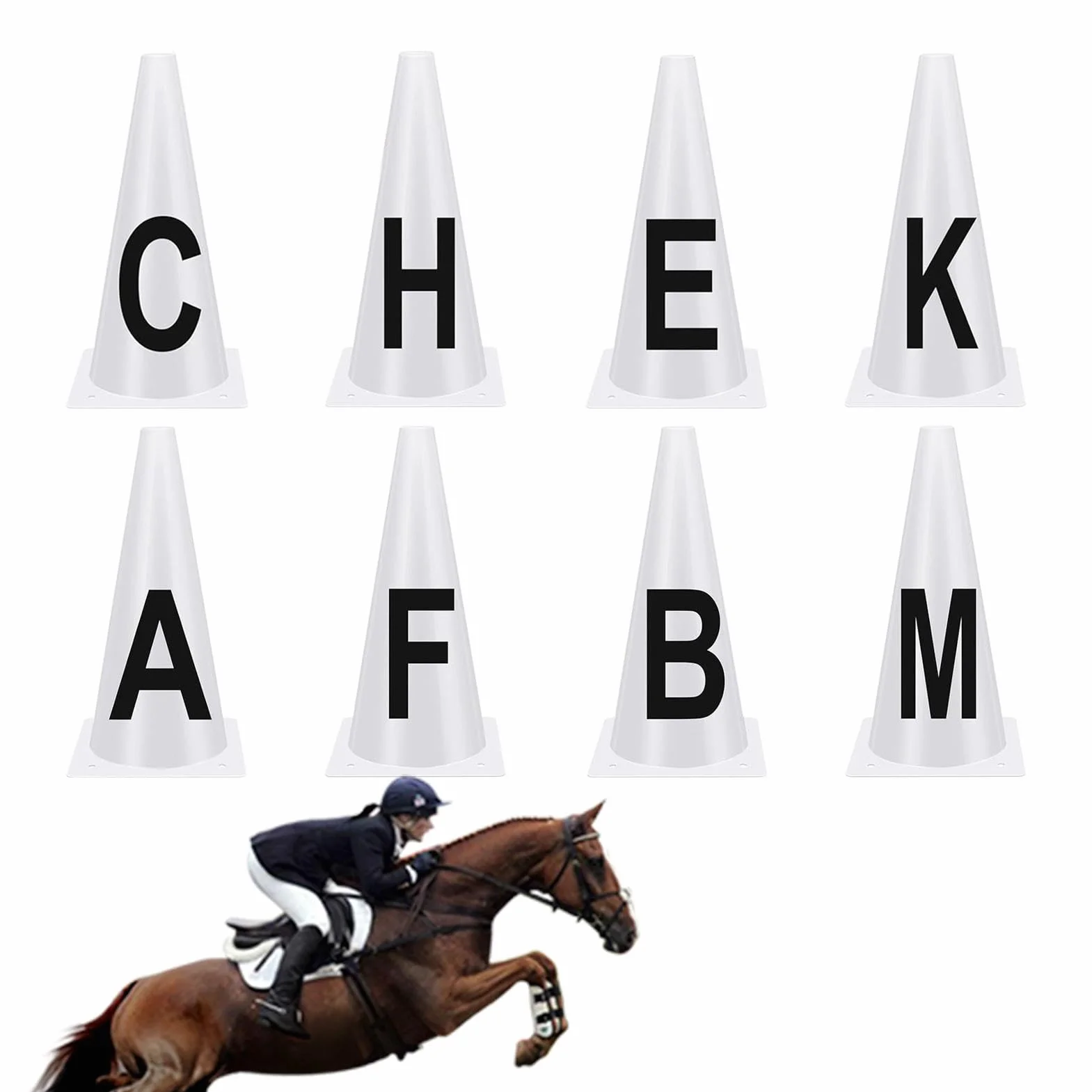 Coni per allenamento sportivo,Coni per allenamento - Coni da dressage con lettere | Segnalini da dressage da competizione, coni da allenamento sportivo impilabili per atleti equestri