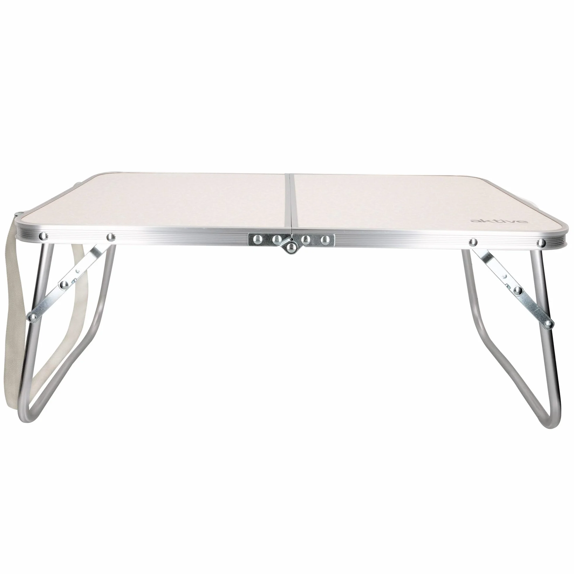 AKTIVE Tavolo da spiaggia pieghevole 60x40x25 cm crema metallo legno campeggio