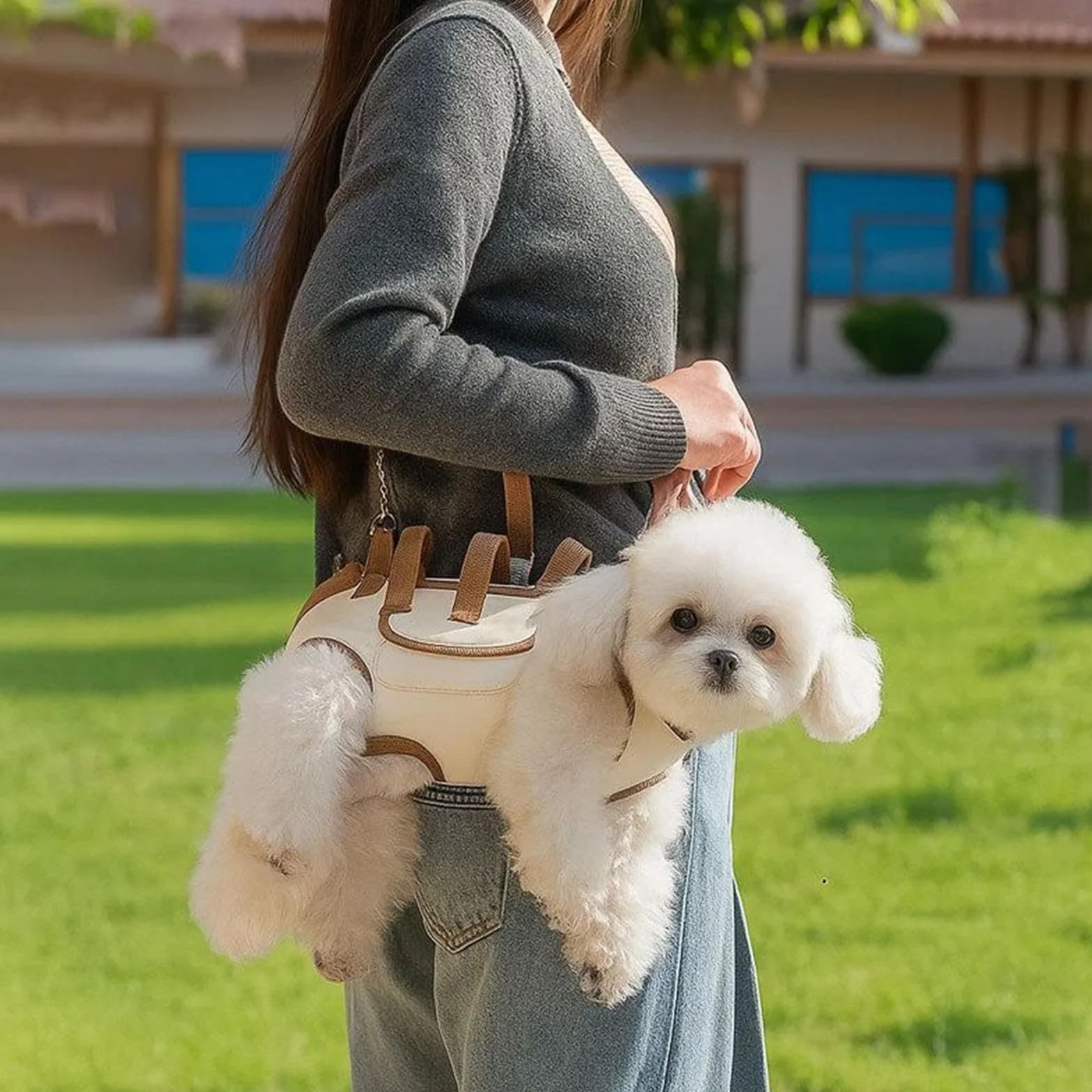 Dog Backpack, Small Dog Backpack with Snack Bag, Portable Adjustable Pet Carry Pack with Lightweight Harness Storage, Ideal for Daily Walks, Hiking, Car Trips, Camping, Indoor Training