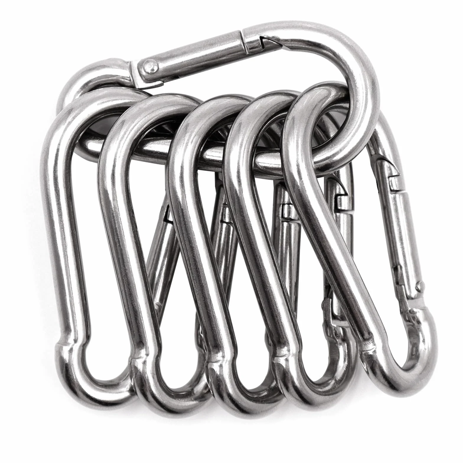 6 Pezzi Moschettoni Acciaio Inossidabile 304,Moschettone Portachiavi,Forma D Moschettone,Portachiavi Piccolo, Moschettoni Zaino Trekking,per Campeggio/Trekking/Zaino-Capacità di Carico Fino a 70 kg-M6