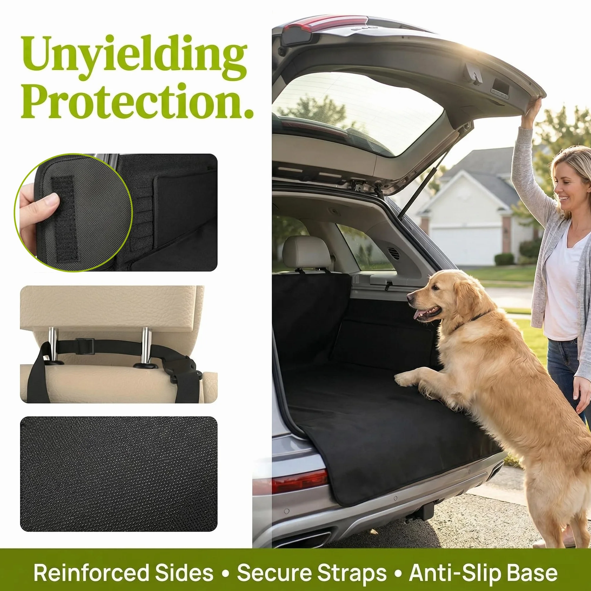 bonVIVO Coprisedile Auto per Cani - Telo Impermeabile Antiscivolo per Sedili Auto e Bagagliaio SUV - Copertura Universale Protezione Interni Macchina - Accessori Viaggio per Animali Domestici