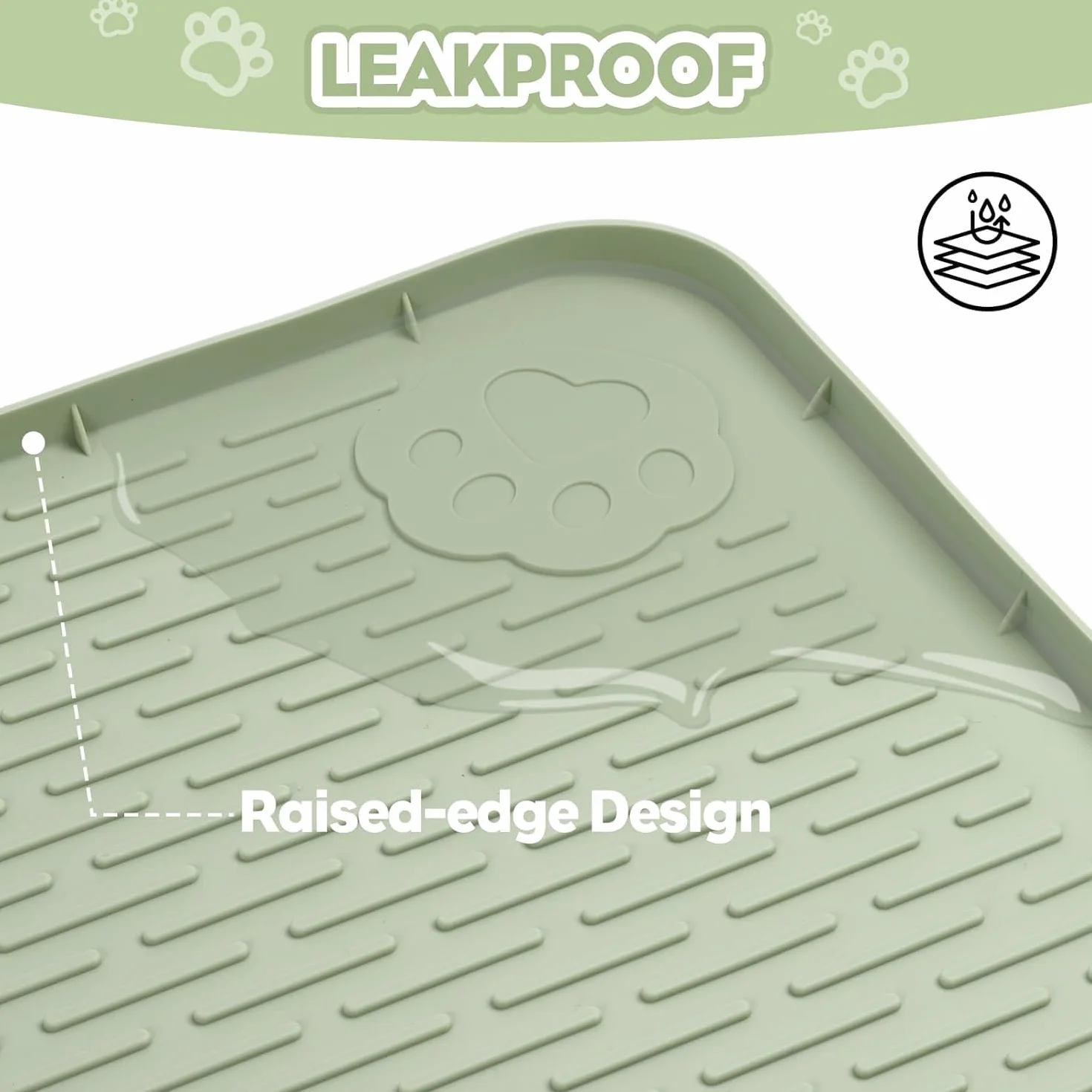 Tappetino per Lettiera Kalolary - Extra Large 101 x 71 cm Tappetino in Silicone per Gatti, Antispargimento, Morbido sulle Zampe, Impermeabile e Facile da Pulire (Verde (101 x 71 cm))