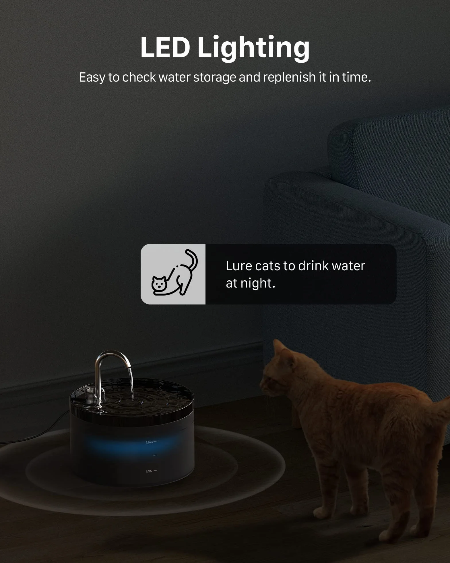Fontanella per Gatti, GIOTOHUN Fontanella Gatti, 2L Fontanella Gatto, Forma di Rubinetto, Pompa Dell'acqua Super Silenziosa, Filtraggio dei Peli Randagi, Due tipi di Modalità di Flusso Dell'Acqua,Nero