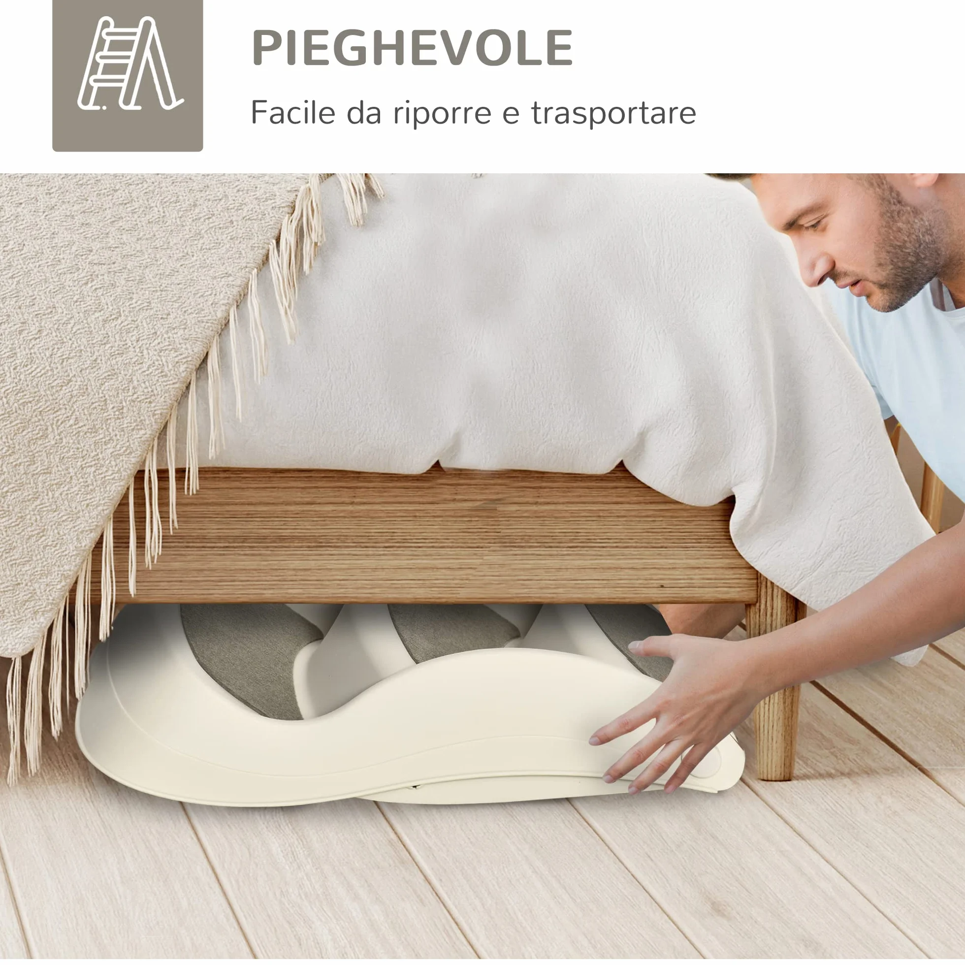 PawHut Scaletta per Cani Pieghevole 3 Gradini Antiscivolo 49x38x38 cm Beige