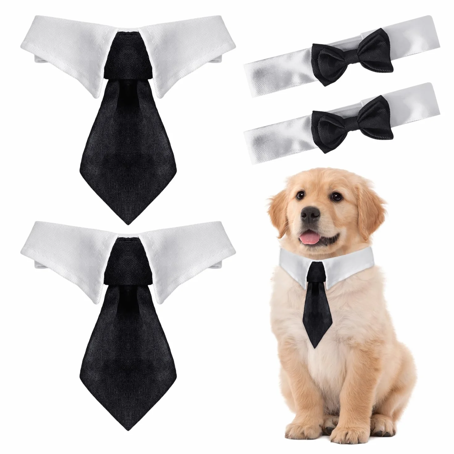 Confezione da 2 Fiocchi Neri, 2 Pezzi Cravatte Nere Tinta Unita, Collari Papillon per Animali Domestici, Vestiti per Cani E Gatti, Accessori per Abiti da Festa per Animali Domestici