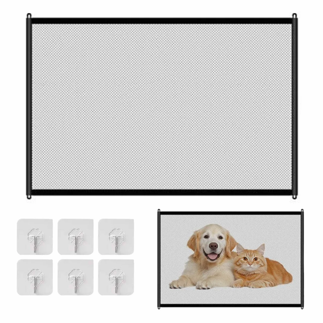 Cancelletto Cani Barriera per Cani Cancello Scale Bambini Animali Domestici 110x72 cm Nero