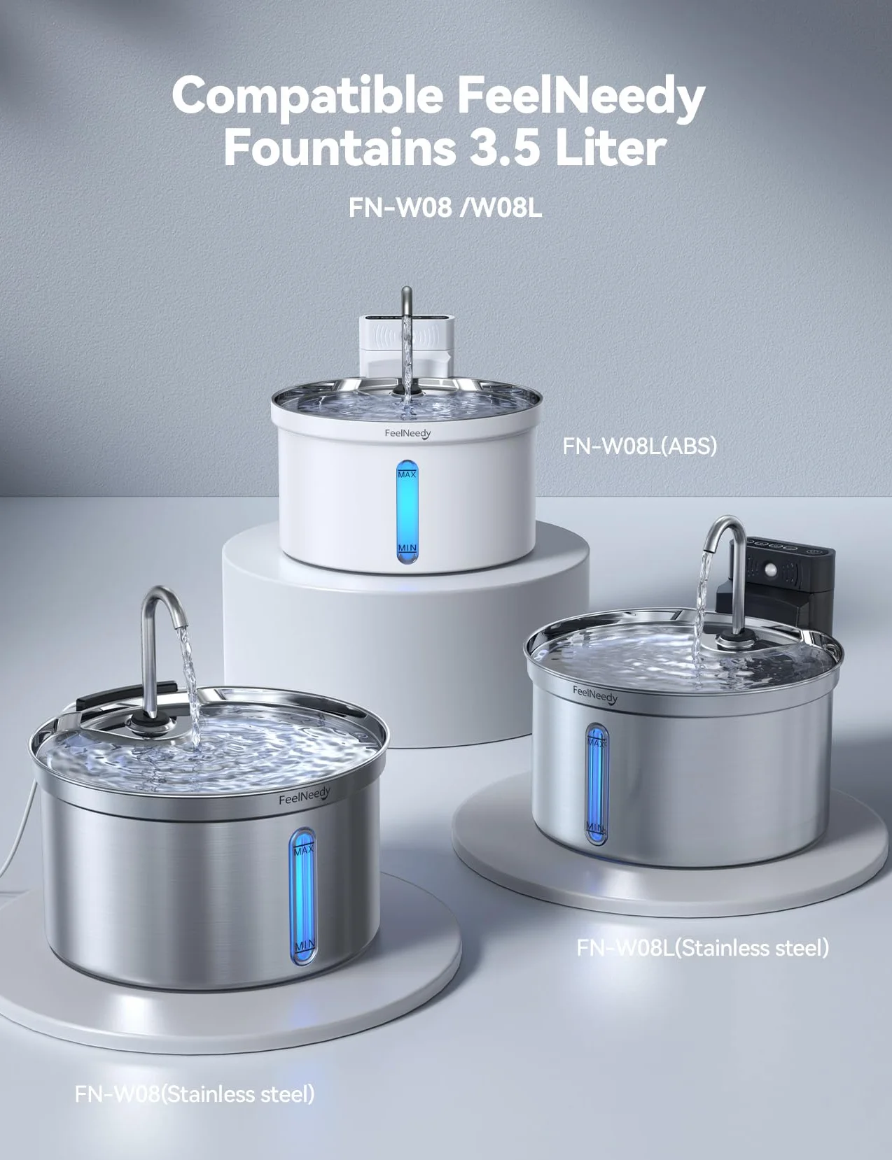 FEELNEEDY 6 Pezzi Filtri+1 ABS Guscio+6 Pezzi Spugne a Pompa d'Acqua per Fontanella per gatti 3,5L(FN-W08L/W08)