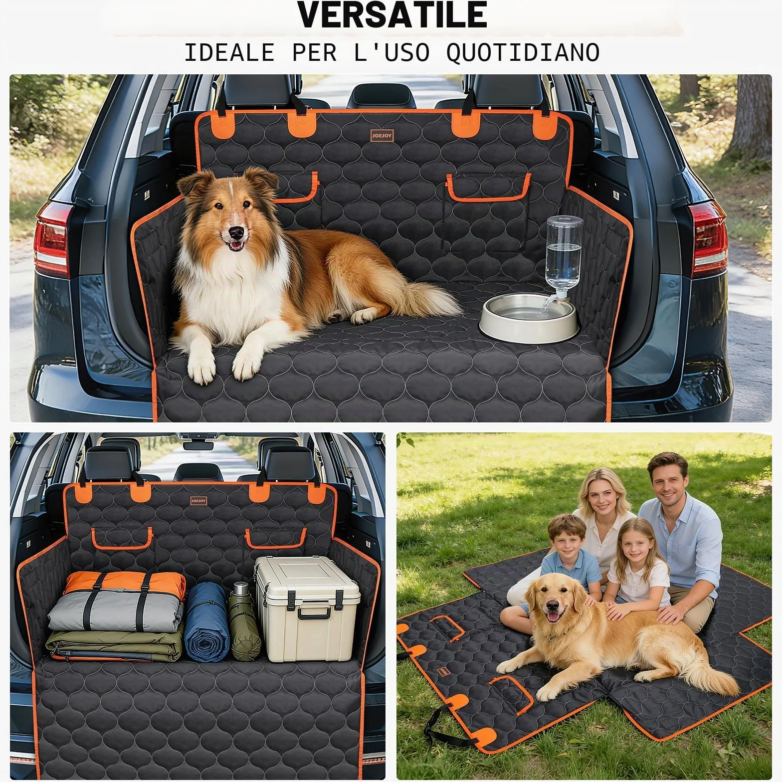 JOEJOY Telo Auto per Cani con Protezione Laterale e Paraurti, Universale Telo Cane Auto, Antiscivolo Impermeabile Resistente ai Graffi, per Telo Cane Auto per Station Wagon, Furgoni e SUV