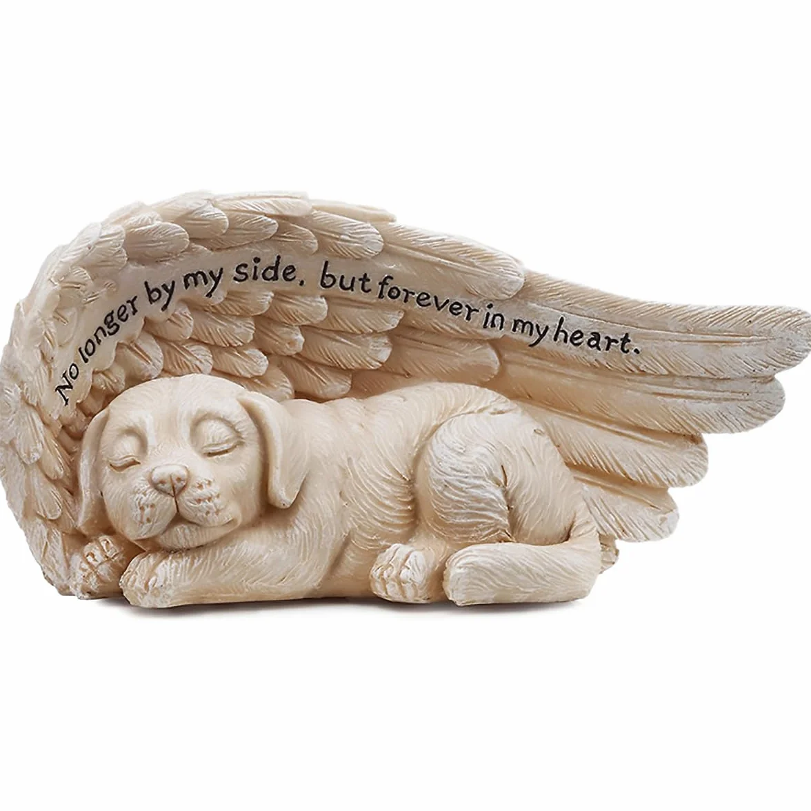 Decorazione per tomba con angelo e cane, resistente alle intemperie, per cani, decorazione commemorativa per cani, statuette per cani con ali d'angelo, statua di animali in resina.