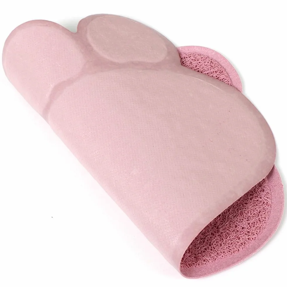 KINGCOO Tappetino Lettiera Materassino Pet, Impermeabile Tappeto per Animali a Forma di Zampa Lettiera Catcher Trapper Table Food Tappetino per Cane Gatto Ciotola Tessuto,30cmx40cm,PVC (Loto Rosa)