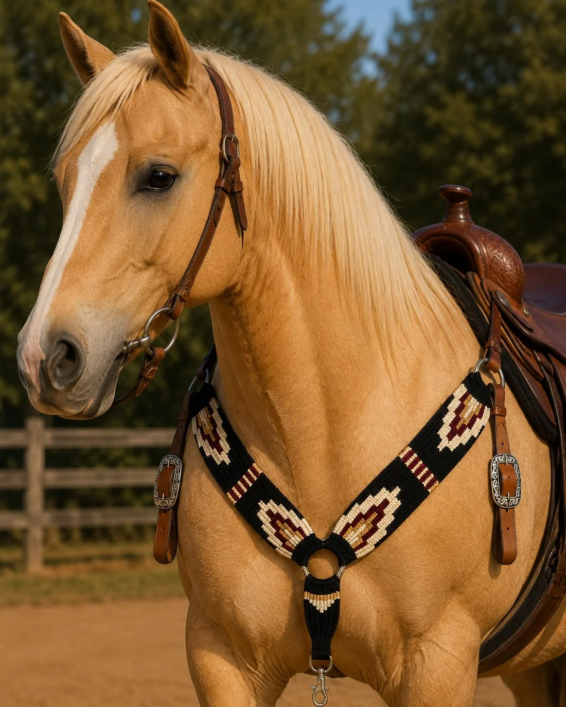 Cheval's International Collare per cavallo in mohair occidentale, realizzato a mano in lana e pelle, regolabile, resistente e confortevole, per cavalli, nero