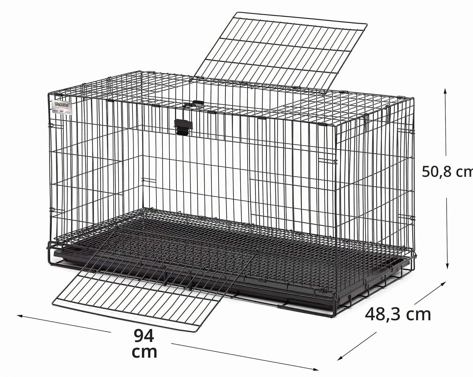 MidWest Homes for Pets Gabbia per conigli pieghevole, lunga 93,98 cm, con griglia per pavimento da 1,27 cm e vassoio in plastica rimovibile, nero, modello 157