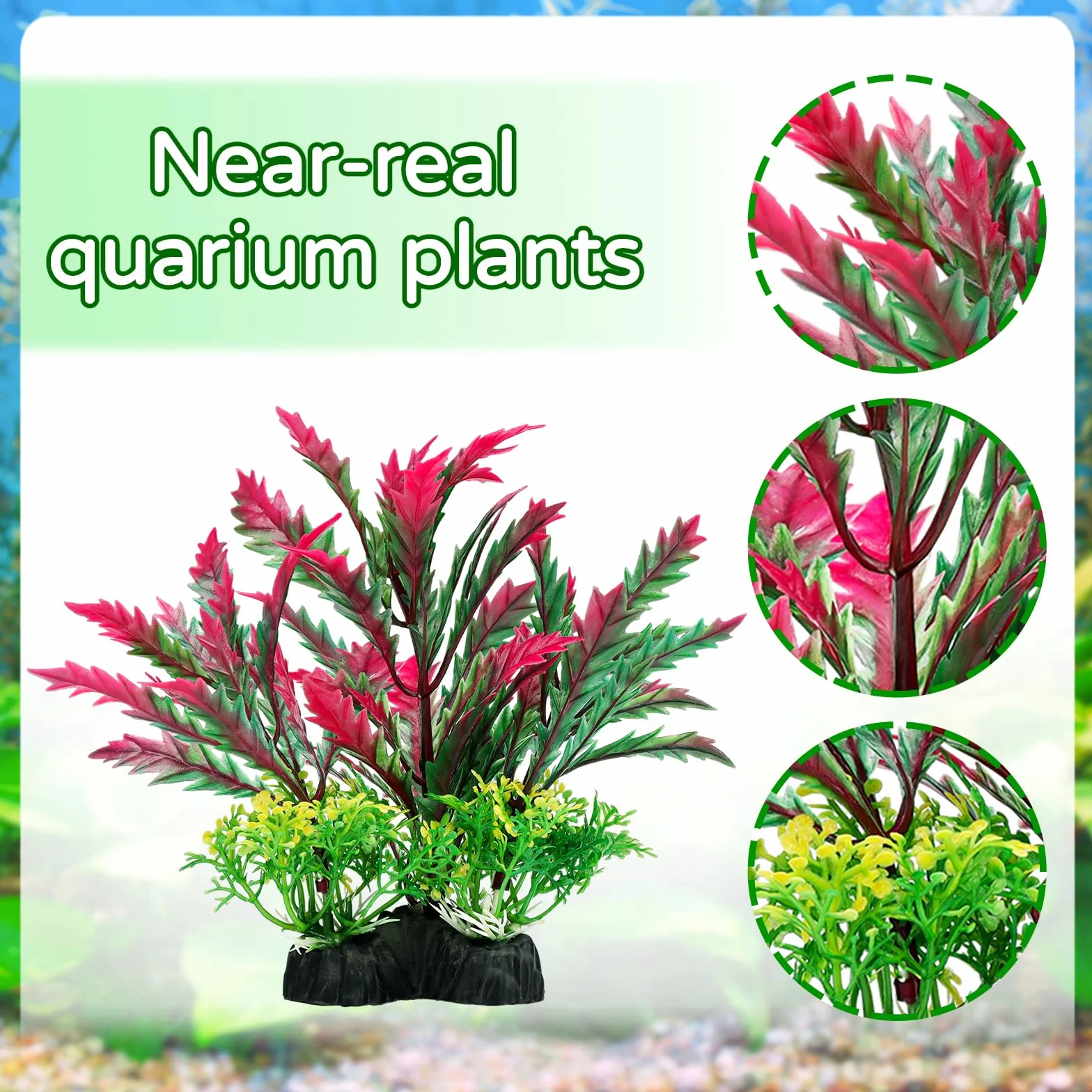 QUOZUO Decorazione per Acquario Pianta, Piante Artificiali per Acquario e Decorazione Grotta in Poliresina, Nascondiglio per Pesci, 12 Pezzi