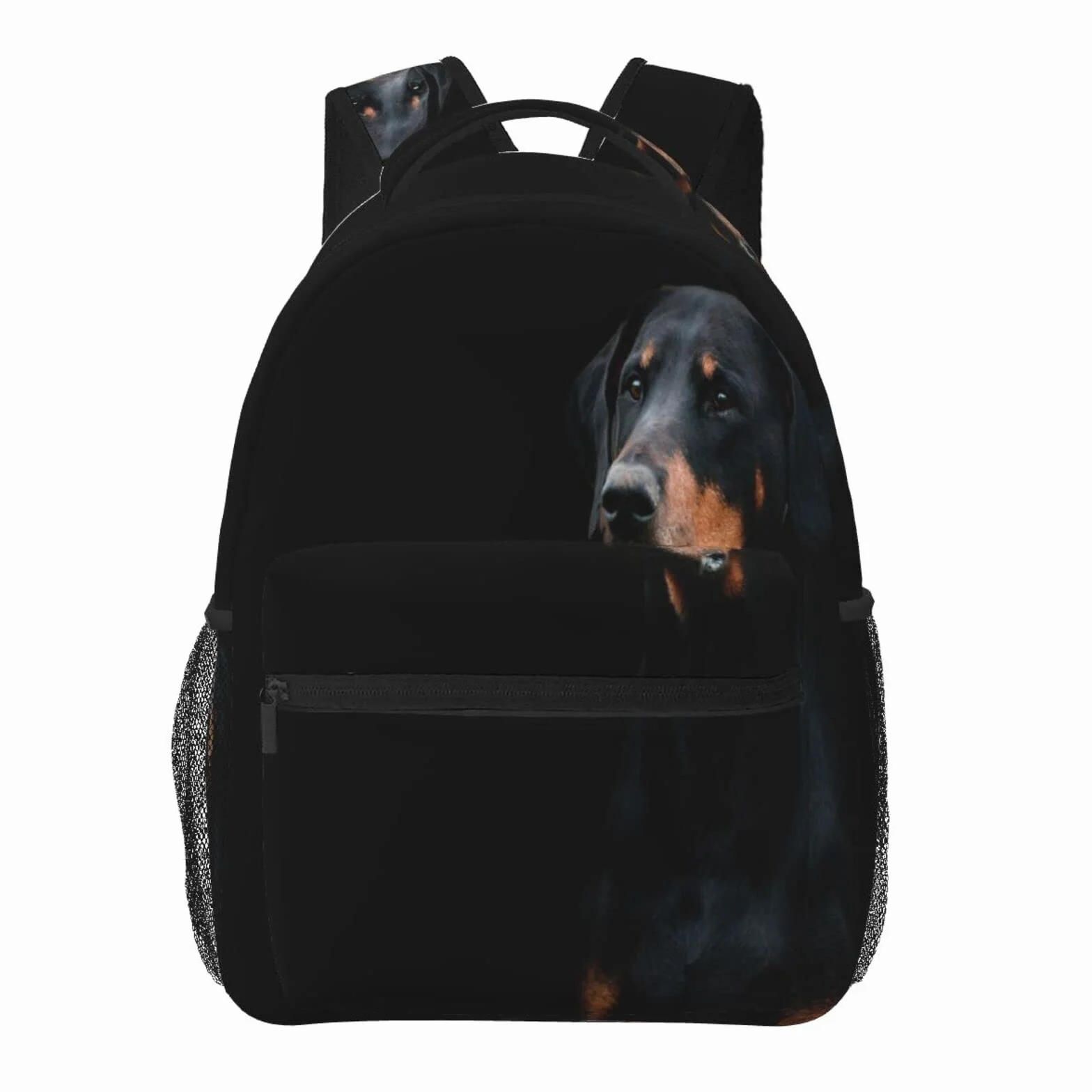 Zaino casual Doberman Pinscher Animali domestici Cani Cani neri Doberman Classic Bookbag Borsa da scuola resistente all'acqua Zaino casual con tasche laterali