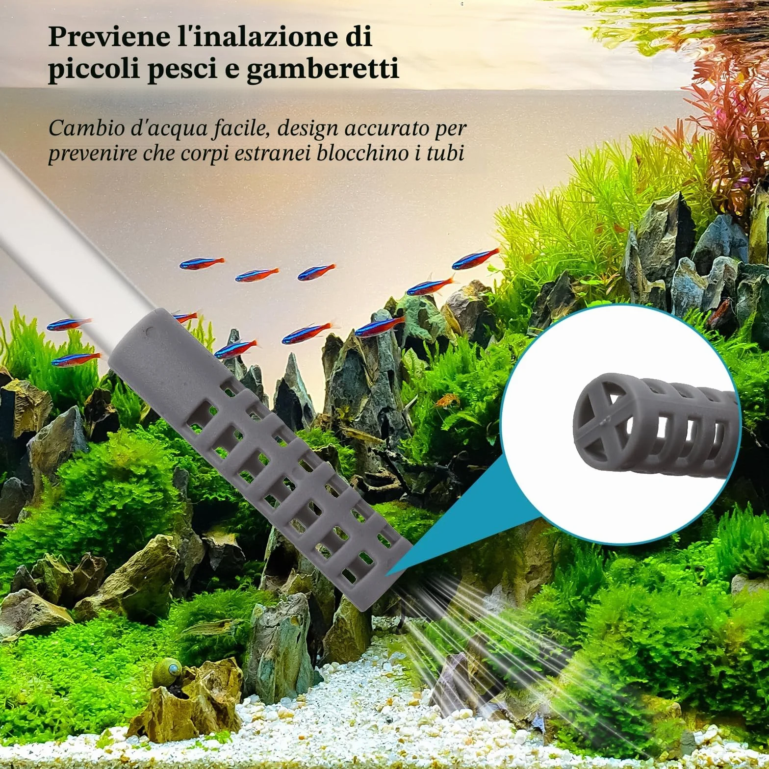 CONNECTION 7 Pezzi Aspiratore Acquario 2.2M Pompa Pulizia Acquario Sifone Acquario Cambio d'Acqua per Acquario Aspirarifiuti Acquario Pulitore Acquario per Pulizia della Sabbia Cambio dell'Acqua