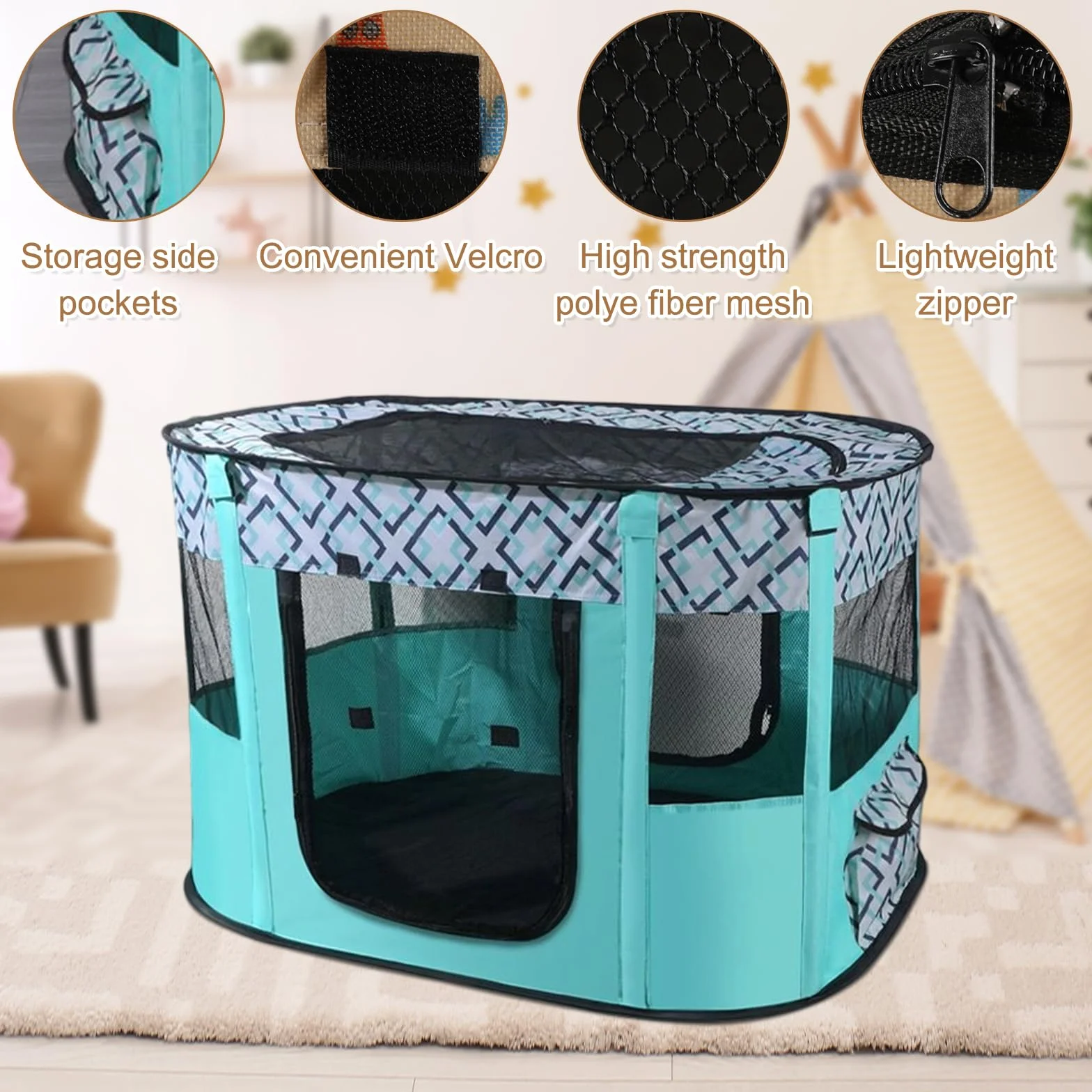Recinto per cuccioli 110x85x58cm per cani gatti conigli piccoli animali interni esterni