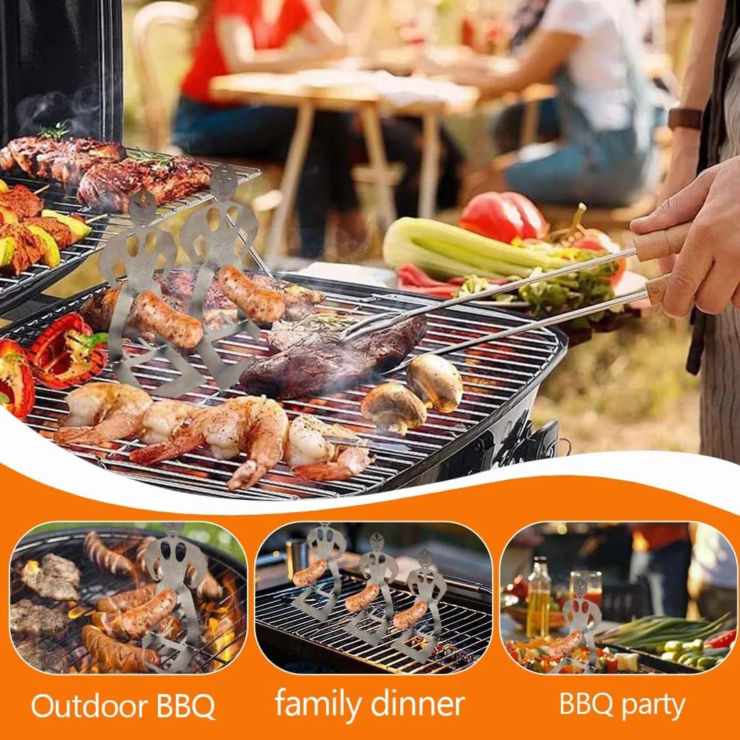 Divertenti Porta Hot Dog, Accessori Barbecue Acciaio Inossidabile, Supporto Salsicce per Campeggio Picnic