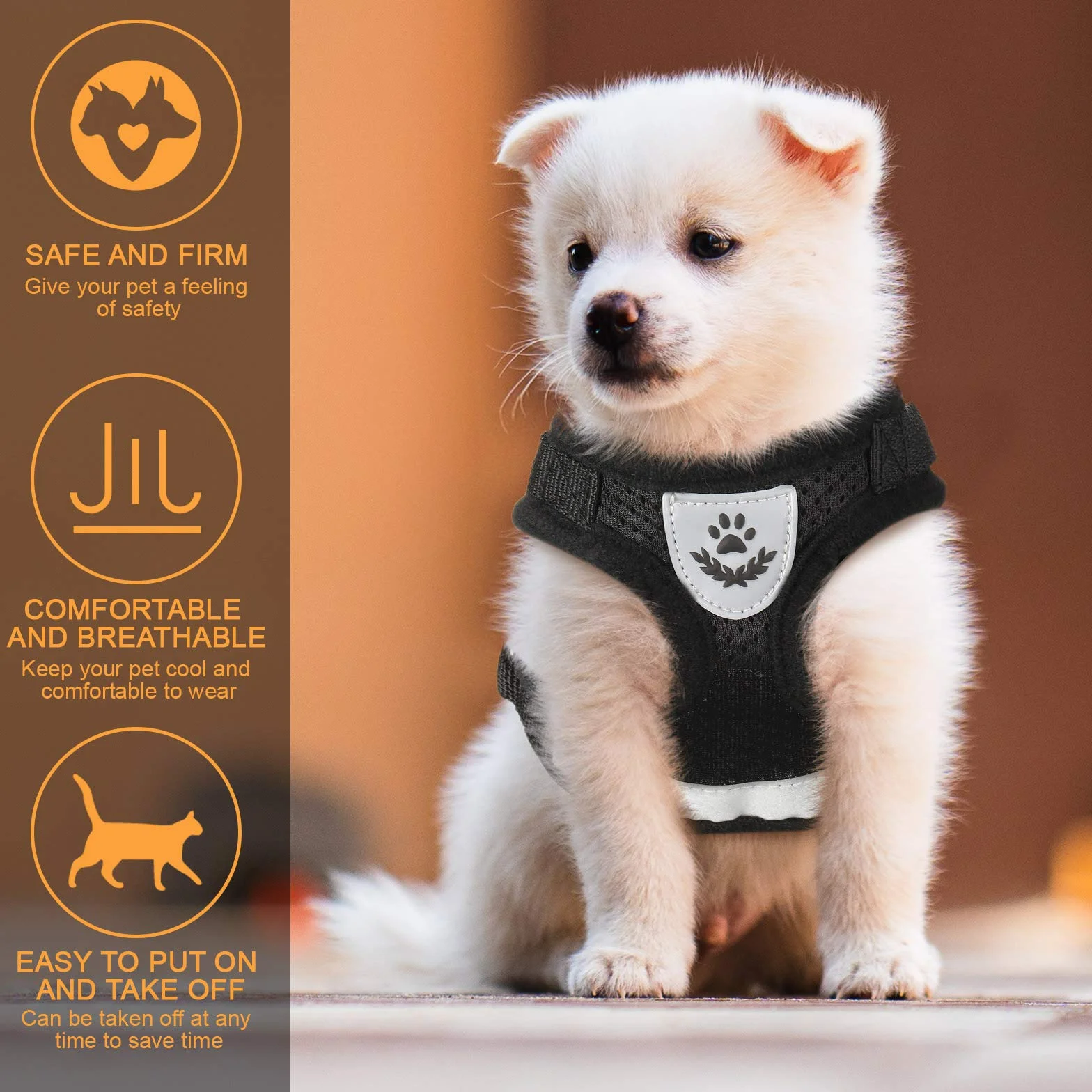 Set Pettorina e Guinzagli per Cuccioli/Gatti Imbracature per Gilet Regolabili in Maglia Morbida a Prova di Fuga Fascia Toracica in Rete Traspirante per Animale Passeggiate, XS (Nero)