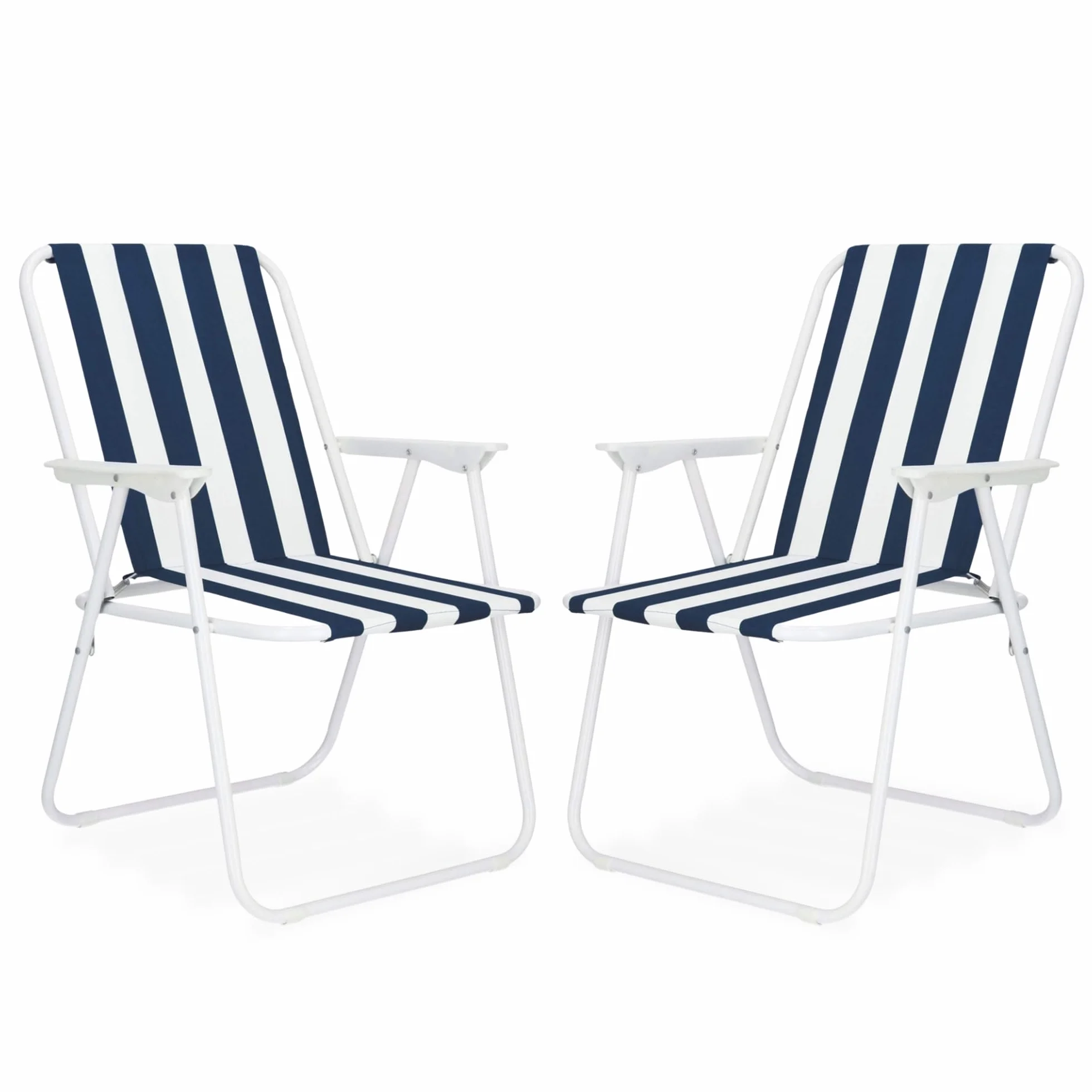 SPRINGOS - Set 2 Sedie Pieghevoli da Campeggio con Braccioli, Leggere, con Telaio in Metallo, Facili da Trasportare, per Esterni, Spiaggia, Giardino, 100 kg di Carico