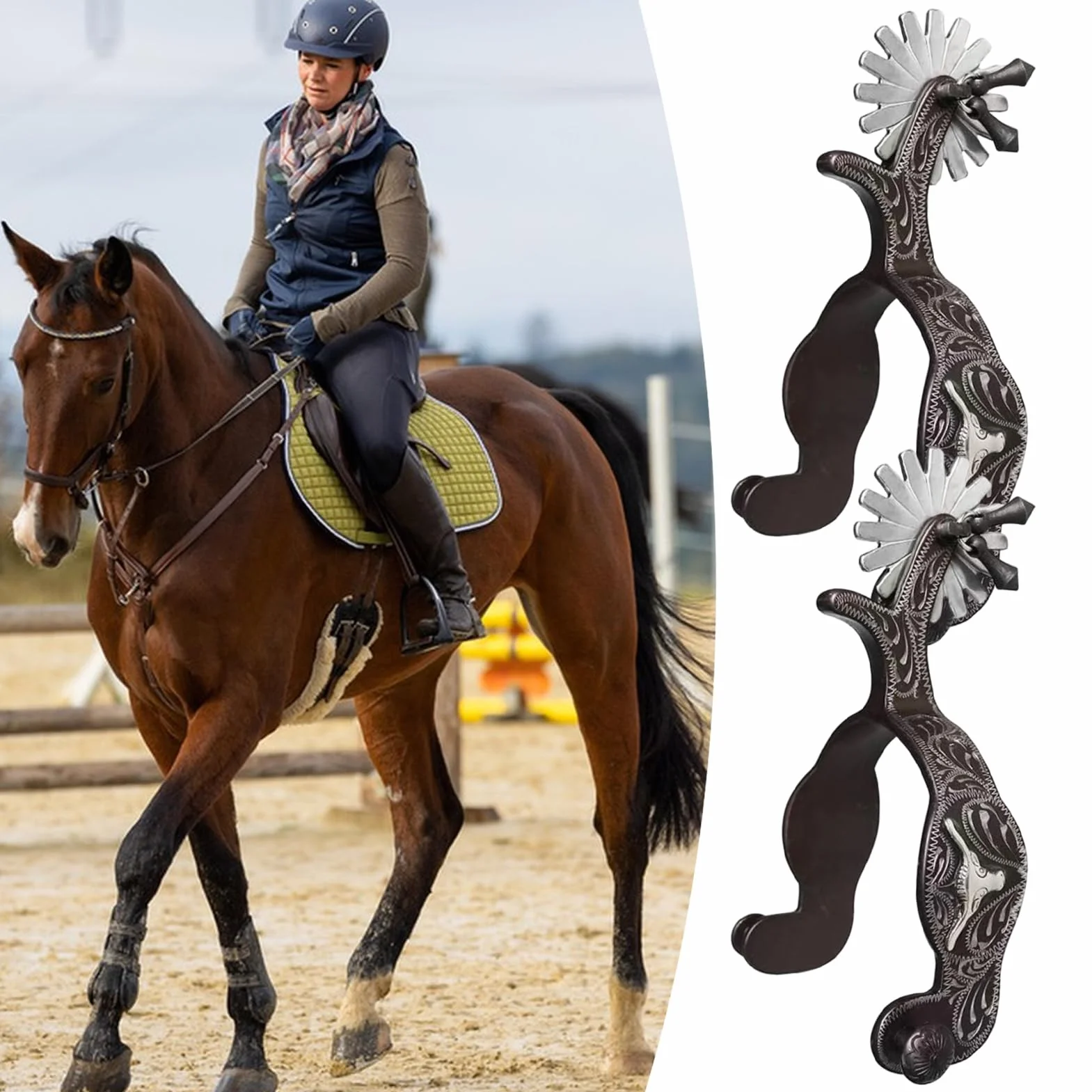 per stivali da cowboy - equestri in metallo, western classici per stivali | Speron robusti per equitazione, cavalieri, lavoro nel ranch, allenamento equestre, competizioni a