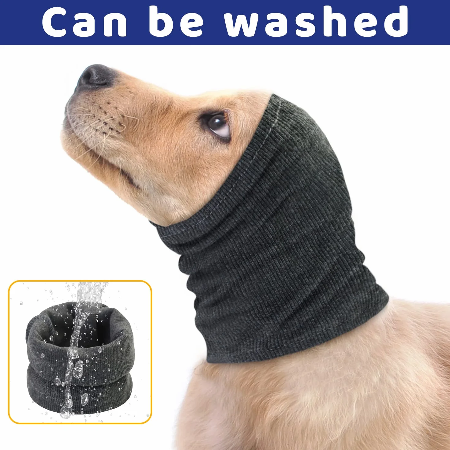 Scudi per orecchie per cani lenitivo copertura testa antiansia riduzione rumore lavabile S blu grigio