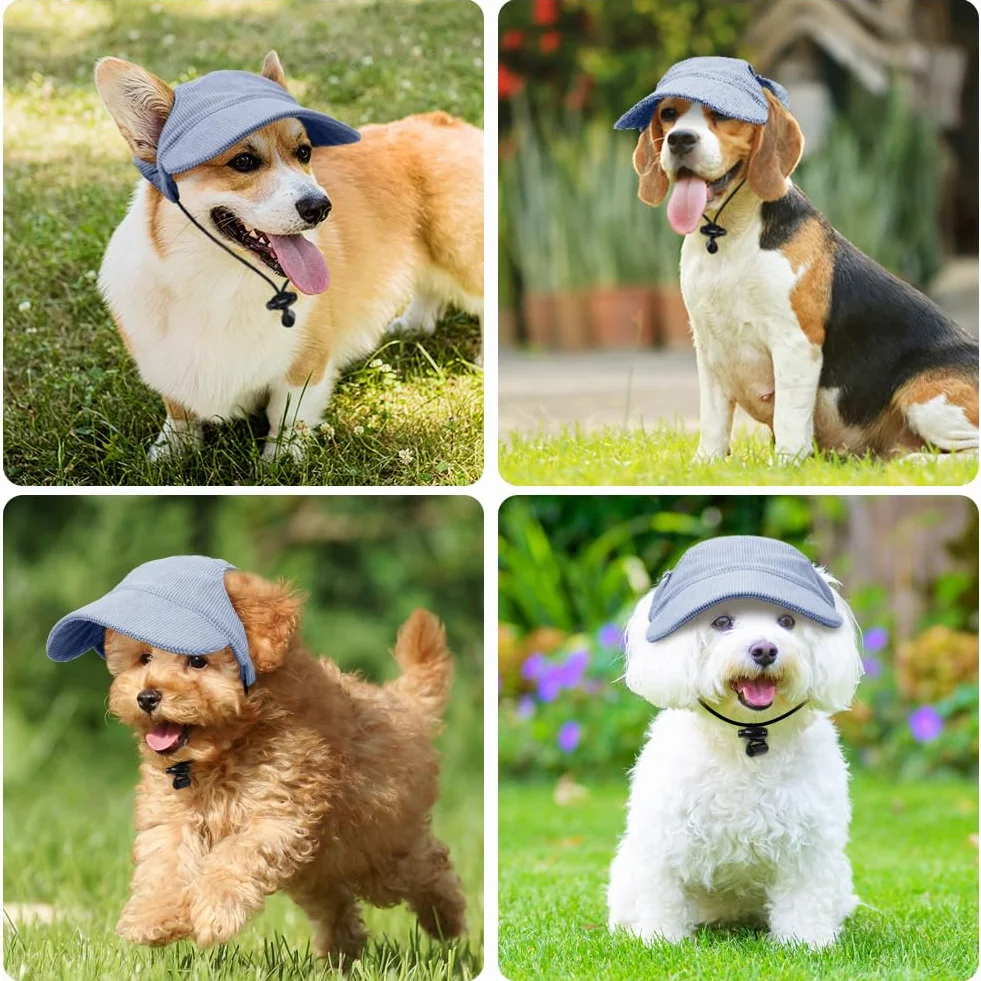 OFFCUP Berretto da Baseball per Cani Regolabile con Fori per le Orecchie Cappello Sportivo da Viaggio Protezione Solare (Blu, XL)