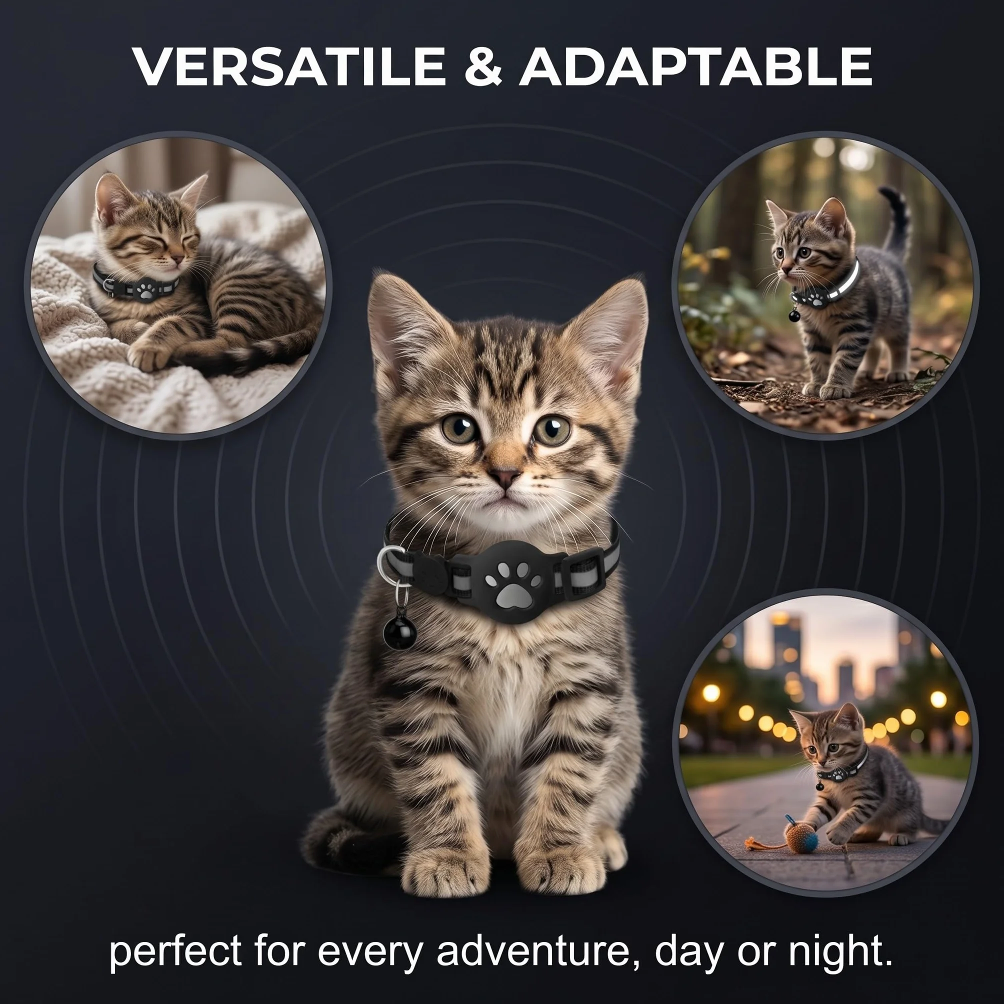 1 Collare Gatto per Airtag con Riflettente, Collare Elastico per Gattini con Supporto Compatibile con Airtag, Set 1 Rosso, Accessorio per Animali, Protezione e Sicurezza