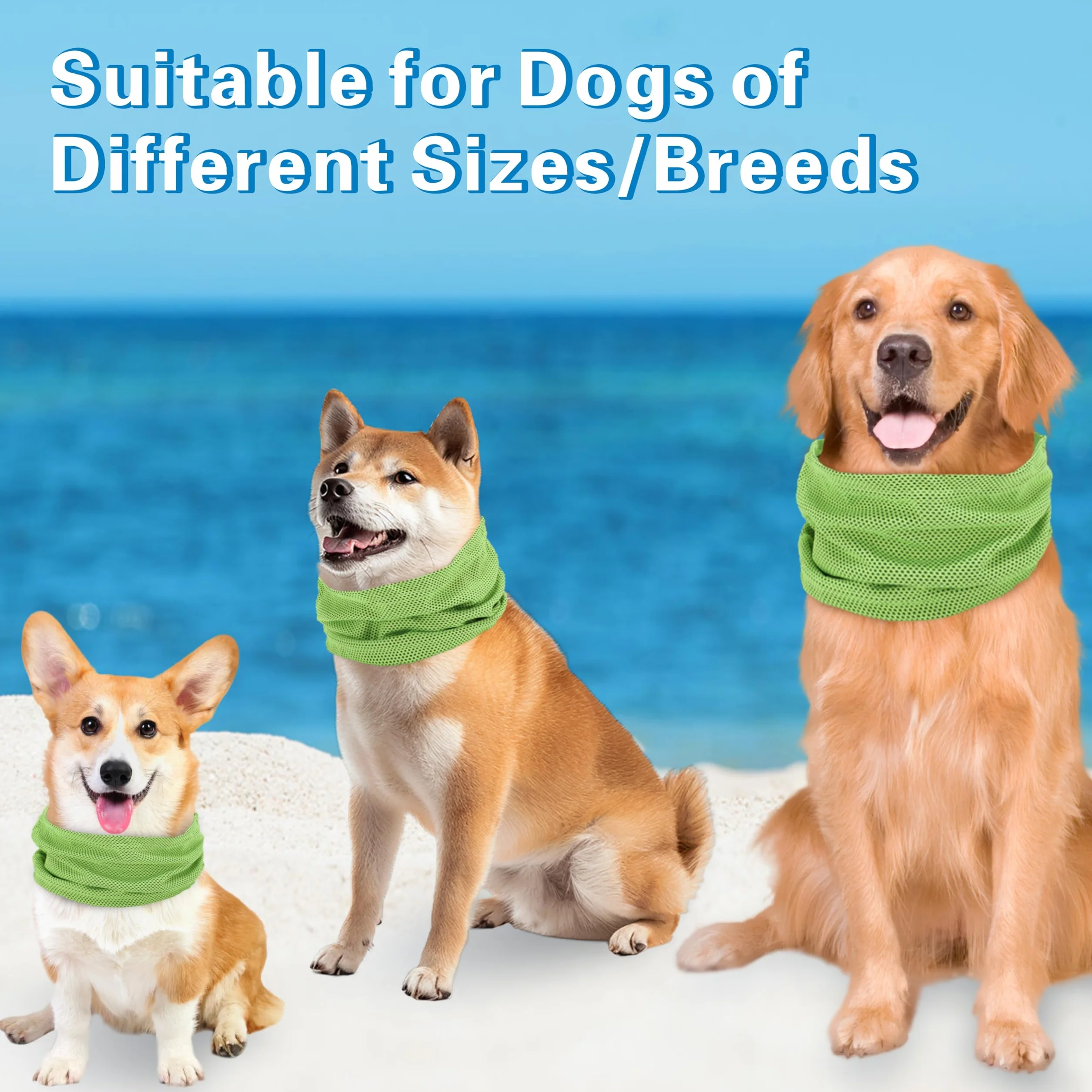 Cooling Bandana for Dogs, Collare Rinfrescante Cane, Sciarpa Raffreddamento Verde-S