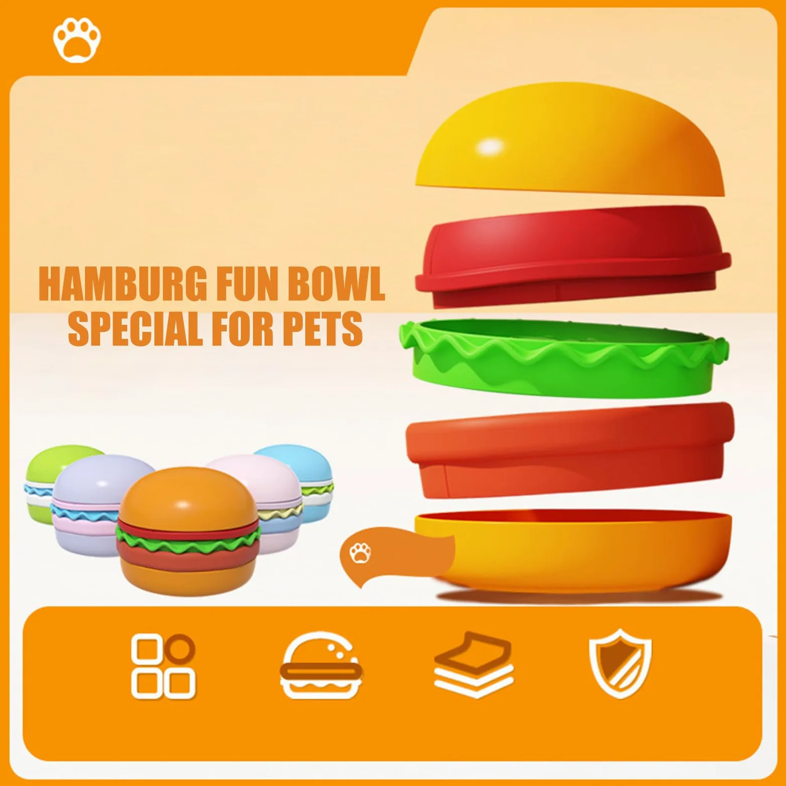 Mangiatoia lenta per gatti, mangiatoia lenta per cibo umido – Dispenser | per hamburger design hamburger anti-soffocamento antiscivolo cibo formazione noia mangiare leccare masticatori