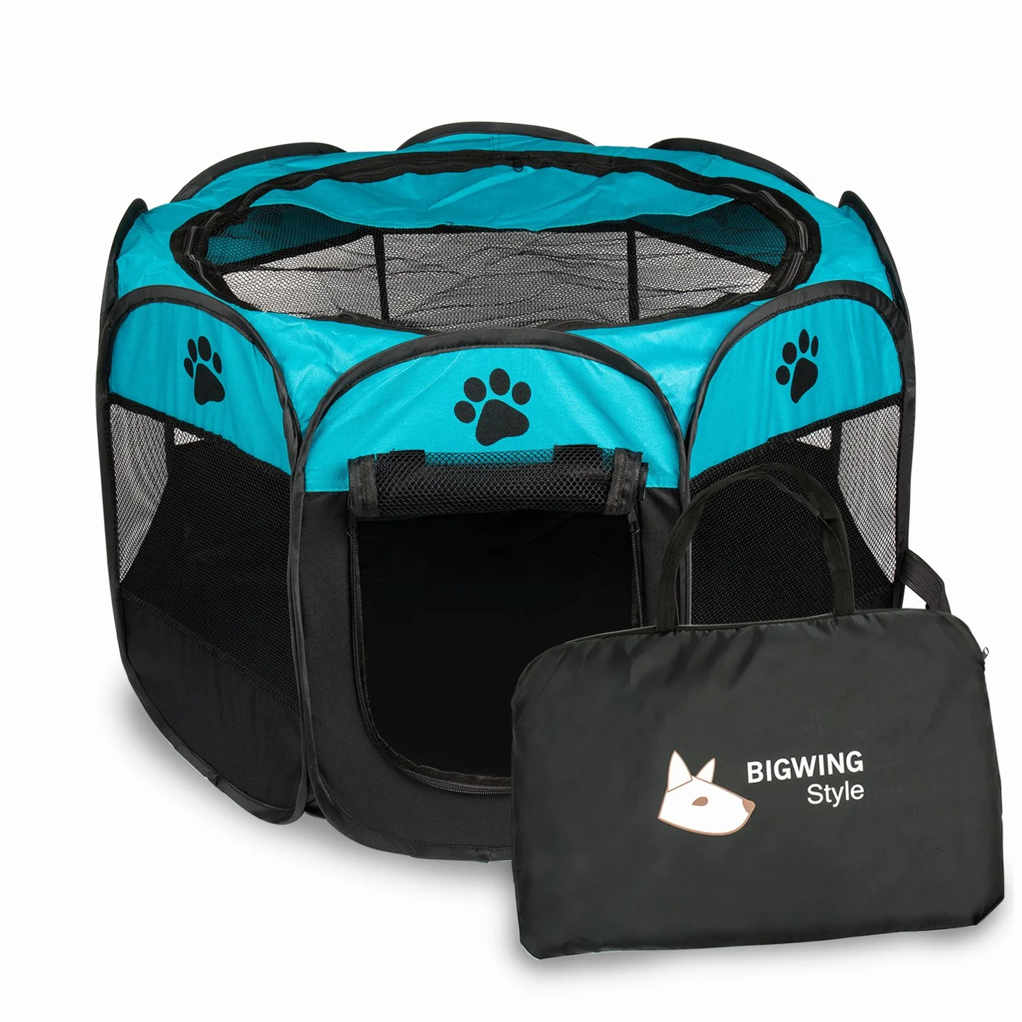 Recinto per Cani da Interno, Pieghevole e Portatile Kennel Cane,Gabbia per Cani,Usare all'Interno e all'Esterno,con Borsa di Trasporto,(Blu,S)
