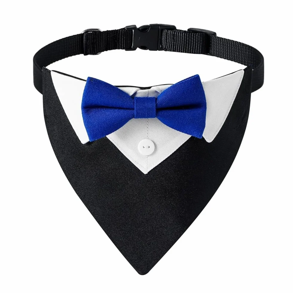 DONGKER Bandana Smoking per Cani, Collare Formale Regolabile per Animali con Anello a D, Collari Formali per Cane Gatti di Taglia Piccola Media Grande per Natale Feste Cosplay Matrimoni Compleanno