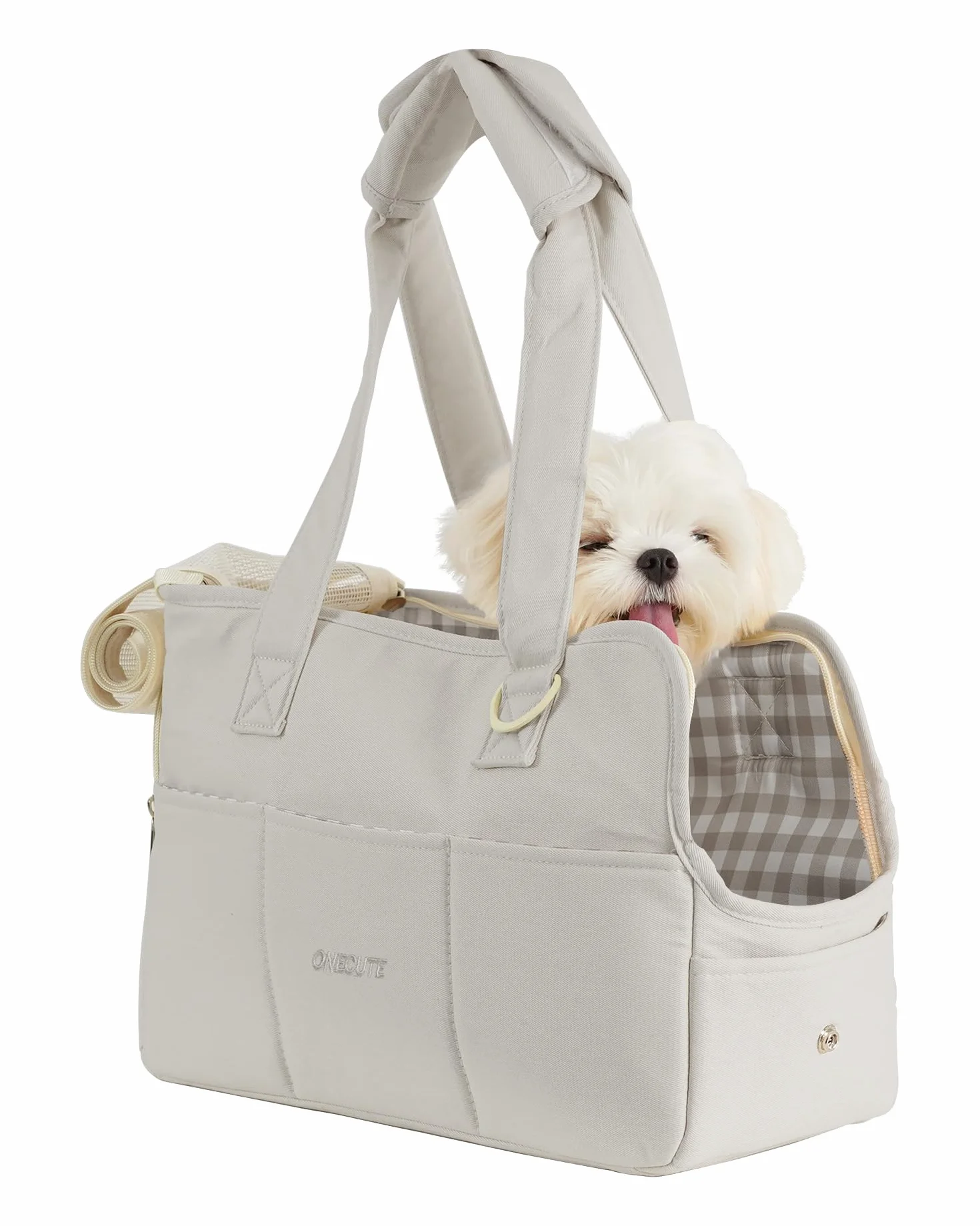 Trasportino per cani di piccola taglia coniglio gatto con grandi tasche, borsa in cotone, trasportino per cani con lati morbidi, trasportino pieghevole per cuccioli da viaggio(Grigio, 43x19x31 cm).