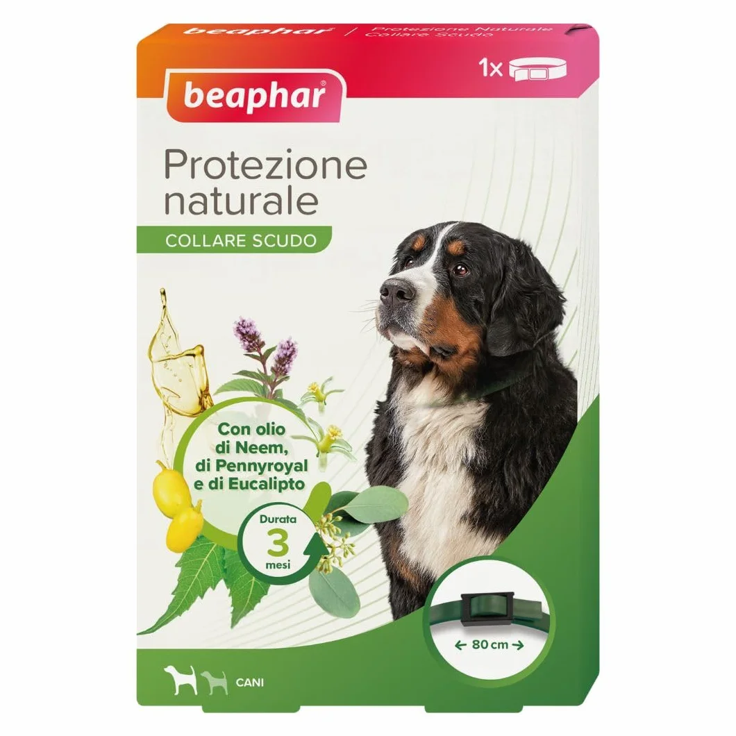Beaphar Protezione Naturale, Collare Scudo Regolabile per Cane Grande, con Olio di Neem, Fino a 3 Mesi di Protezione, 80 cm