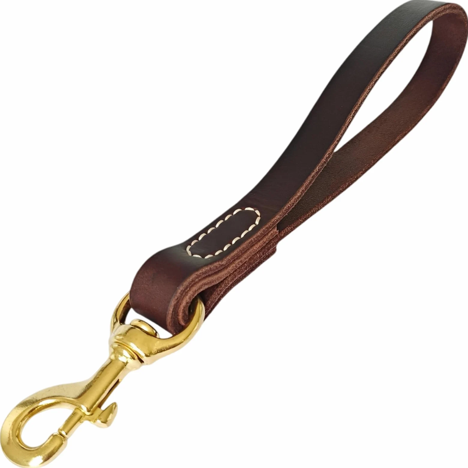 Guinzaglio per cani in pelle grana di alta qualità, 30 cm, largo 2 cm, cuciture rinforzate, manico marrone scuro, gancio in lega di zinco, per cani di grandi dimensioni per passeggiare e addestramento