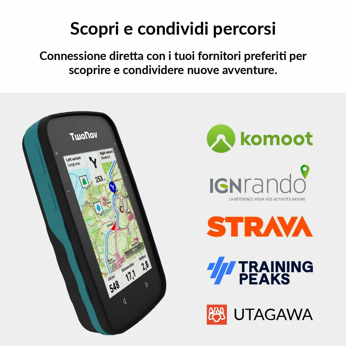 TwoNav Cross Plus (32 GB) + Carta completa Italia TomTom, GPS con schermo da 3,2 pollici per MTB, ciclismo, trekking o escursionismo
