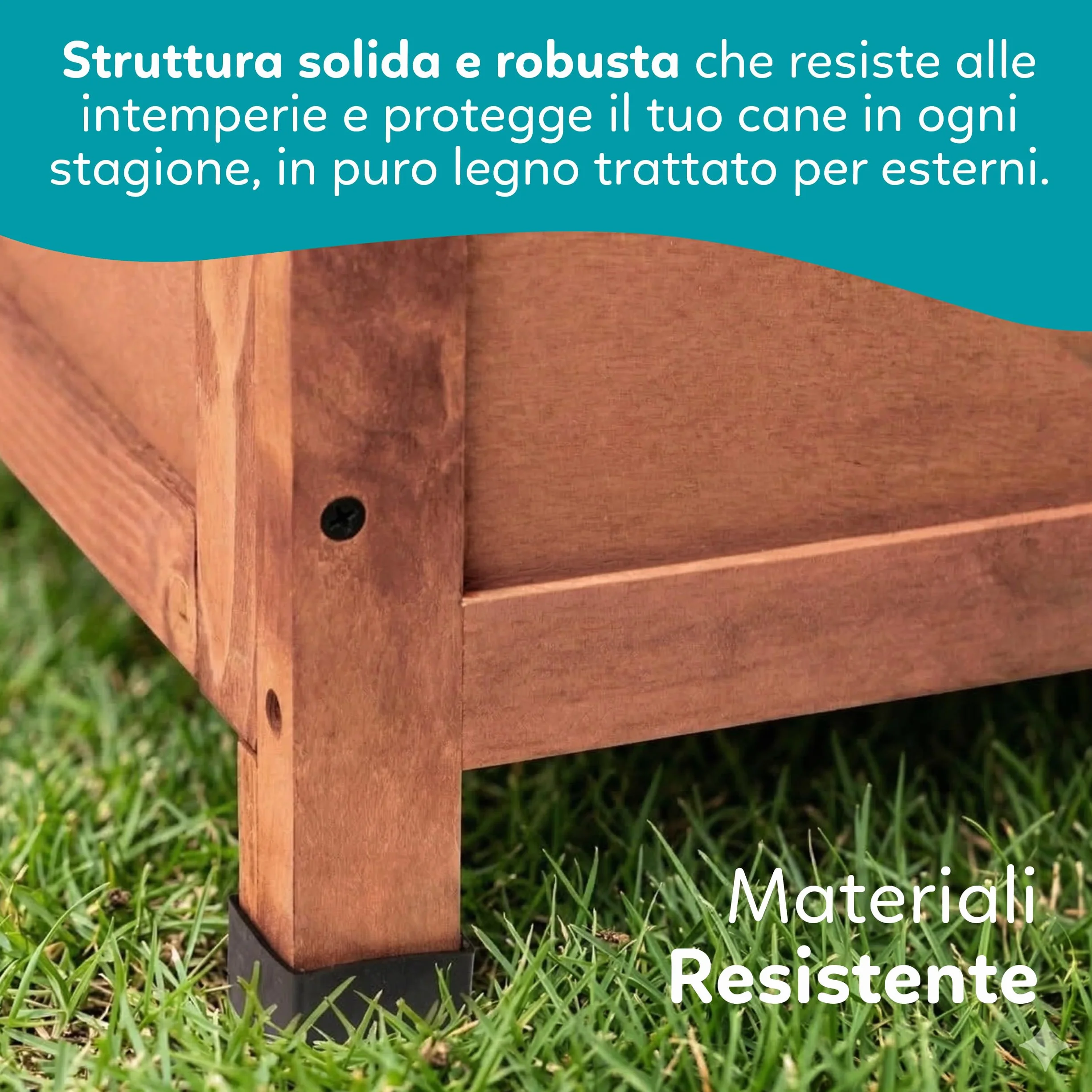 AqpetFriends Baita Cuccia Legno Esterno per Cani Medium 104x68x75h con Tetto Apribile