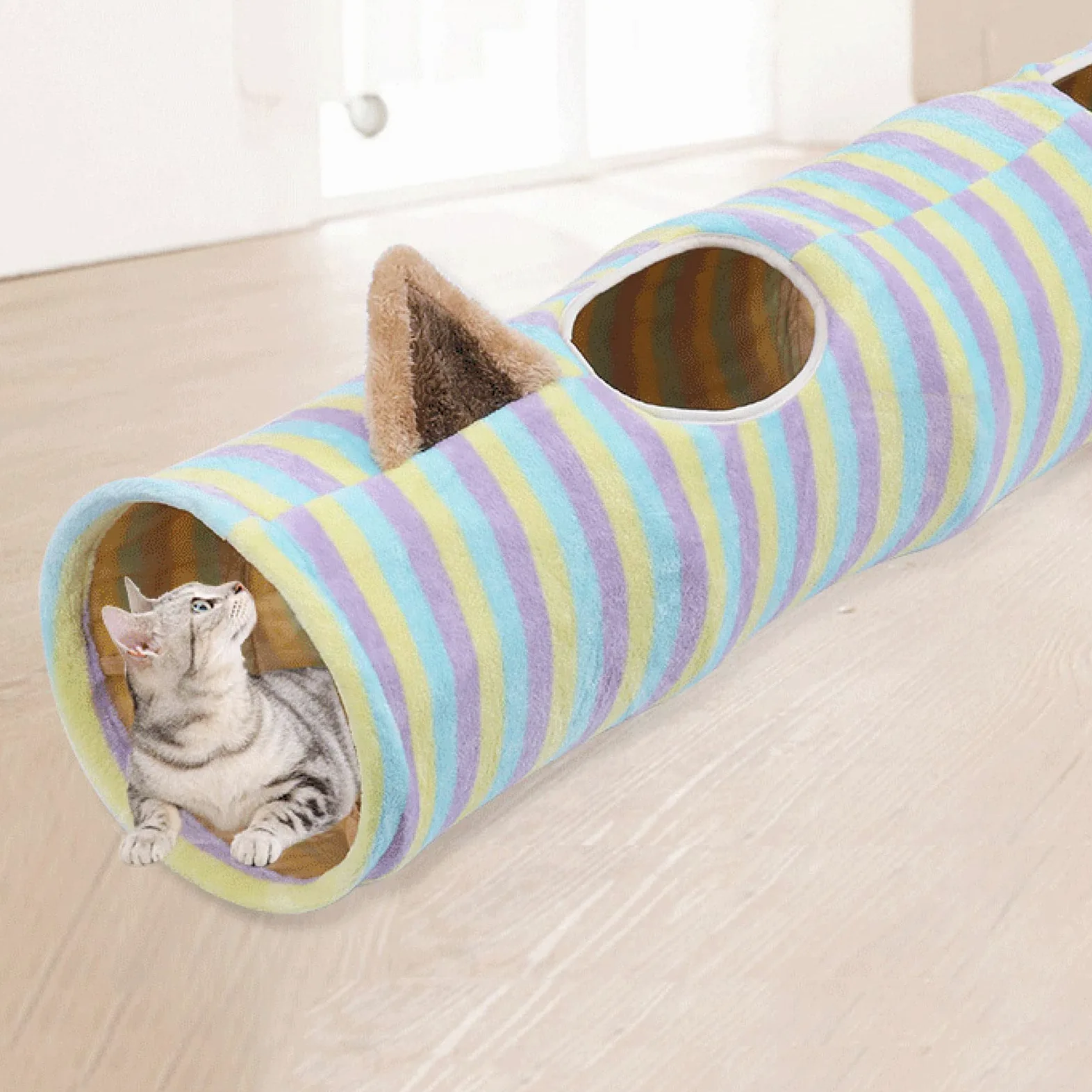 Tunnel per Gatti Casa a Scomparsa per Animali Domestici Nascondiglio Caldo Tubo Tenda da Gioco Letto per Gattini Palle Giocattolo interattive Case per Letti per Gatti all ' Aperto