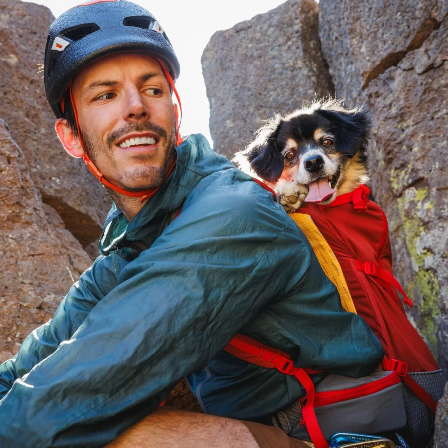 Ruffwear, Hitch Hiker - Zaino per cani, a mani libere, con rete traspirante, imbottitura in schiuma EVA, poliestere resistente, design leggero per cani di piccola taglia, argilla rossa, piccola