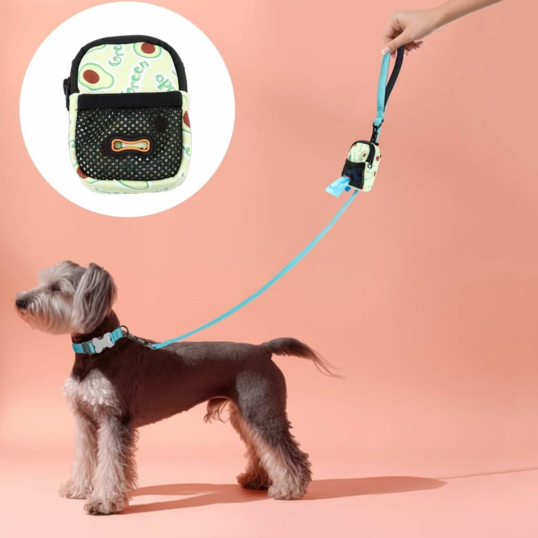 Mini borsa snack cani – tracolla impermeabile con erogatore di sacchetti, 8×10×3,5 cm