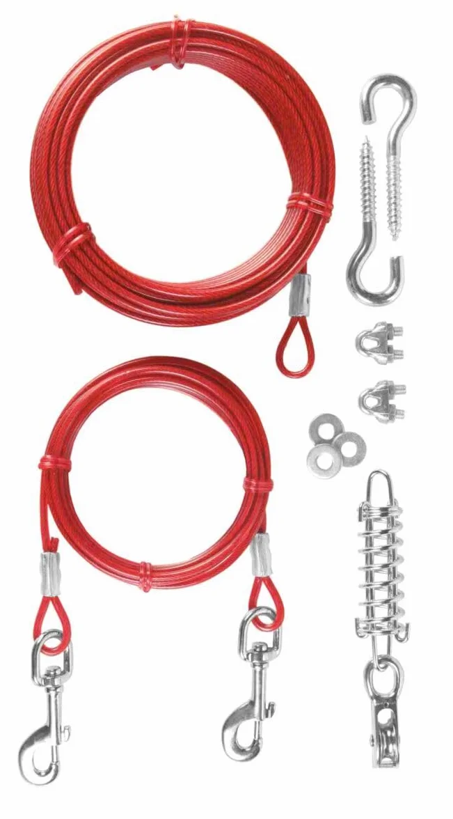 TRIXIE Cavo con puleggia Tie out, 15 m, Colore: Rosso