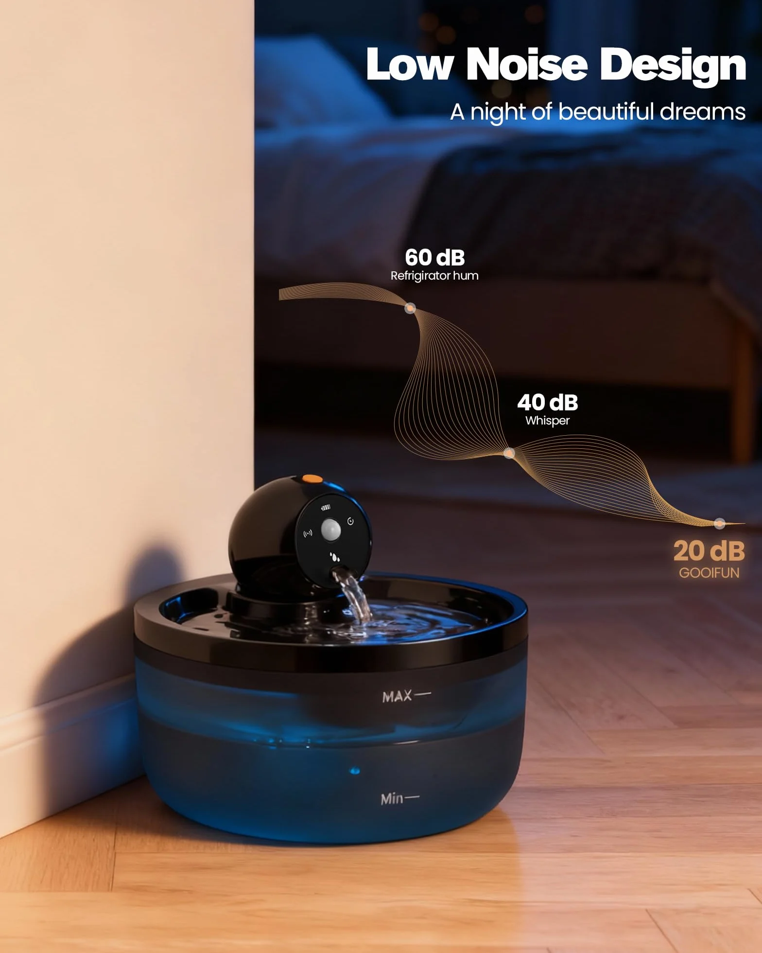 Fontanella per Gatti senza Fili: Fontana per Gatti a Batteria - 2.6L Fontanella Gatto con Sensore di Movimento - Dispenser Acqua Gattis Ricaricabile - Distributore Acqua Cani con Pila - Nero
