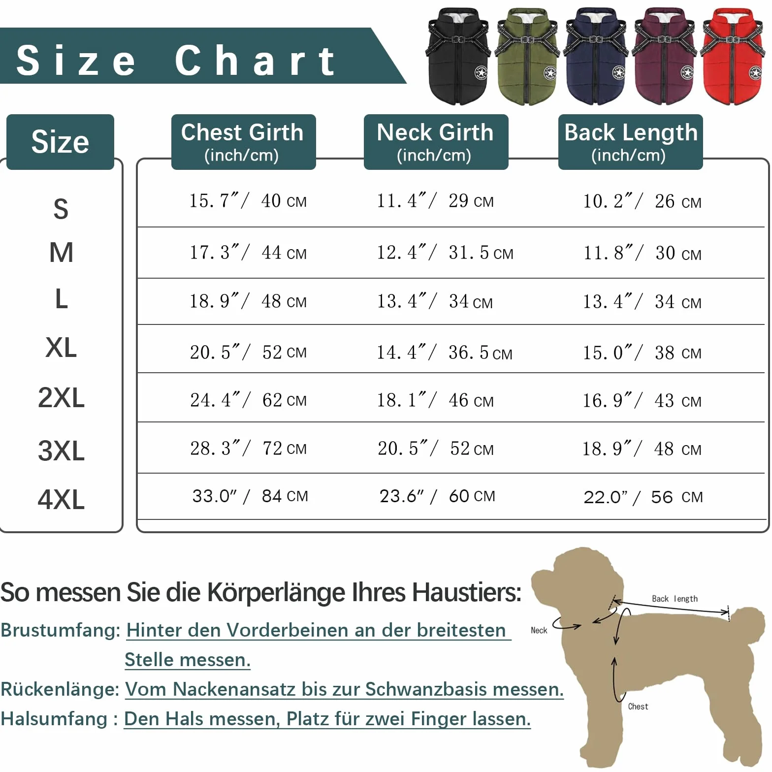Giacche invernali per cani Antivento Impermeabili 2 in 1 Cappotto termico Blu XXL