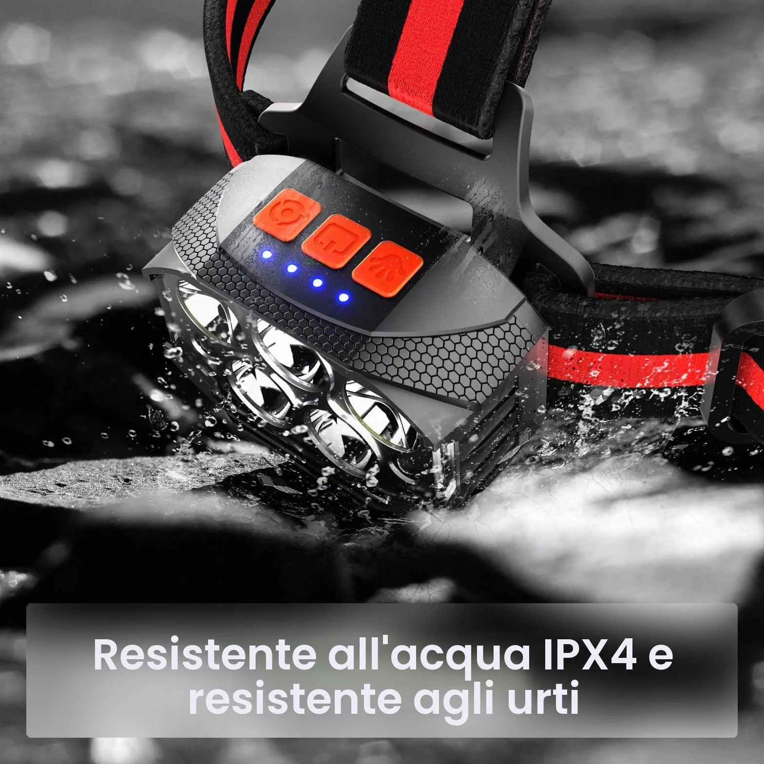 COPIC Frontale LED Ricaricabile 1100 Lumen Sensore Movimento 14 Modalità Luce Rossa USB IPX4